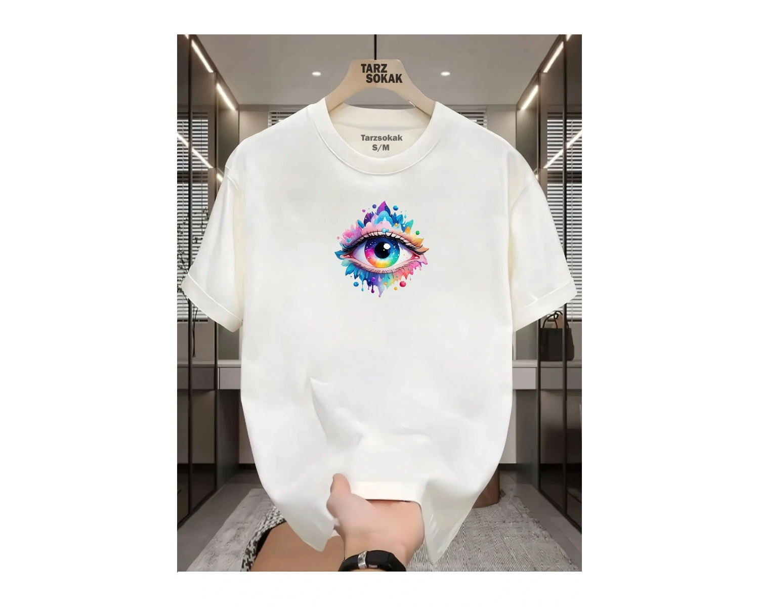 UNİSEX Kod 12 Eyelash Desen T-shirt