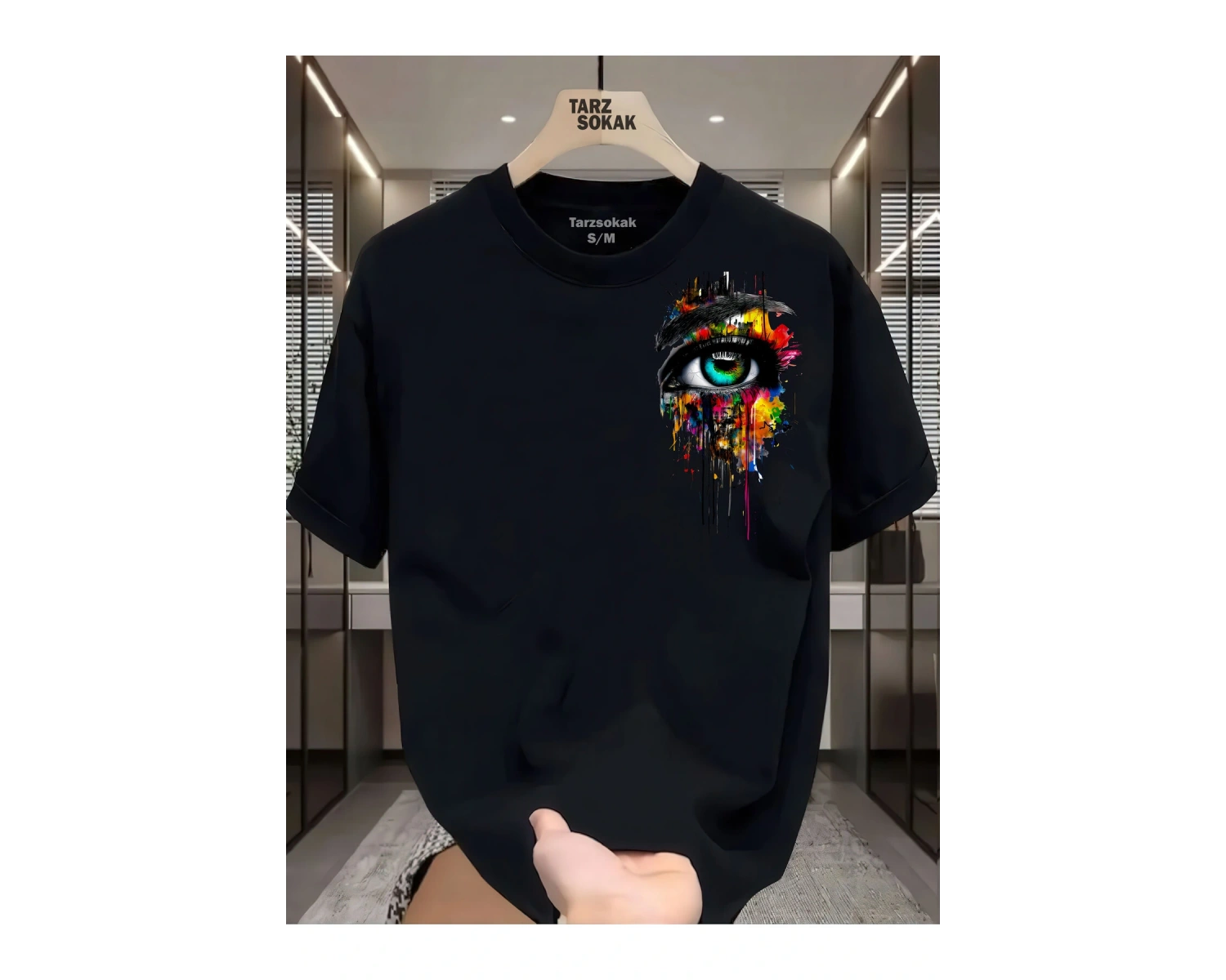 UNİSEX Kod 15 Eyelash Desen T-shirt