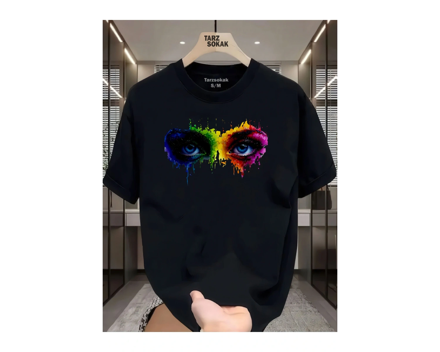 UNİSEX Kod 16 Eyelash Desen T-shirt