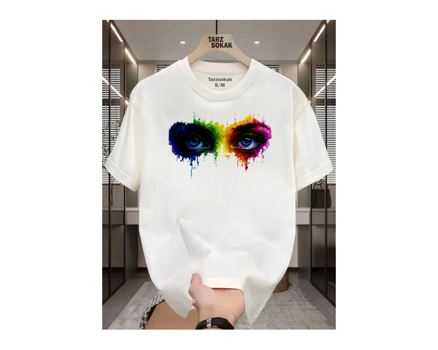 UNİSEX Kod 16 Eyelash Desen T-shirt