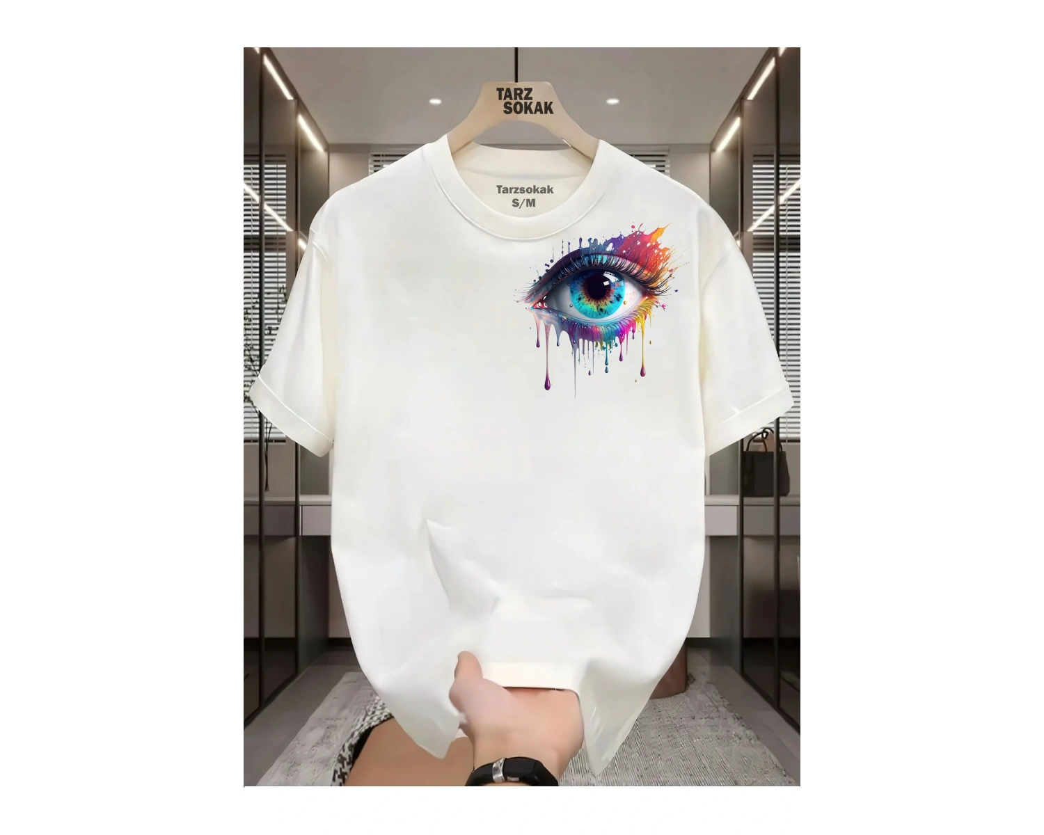 UNİSEX Kod 18 Eyelash Desen T-shirt