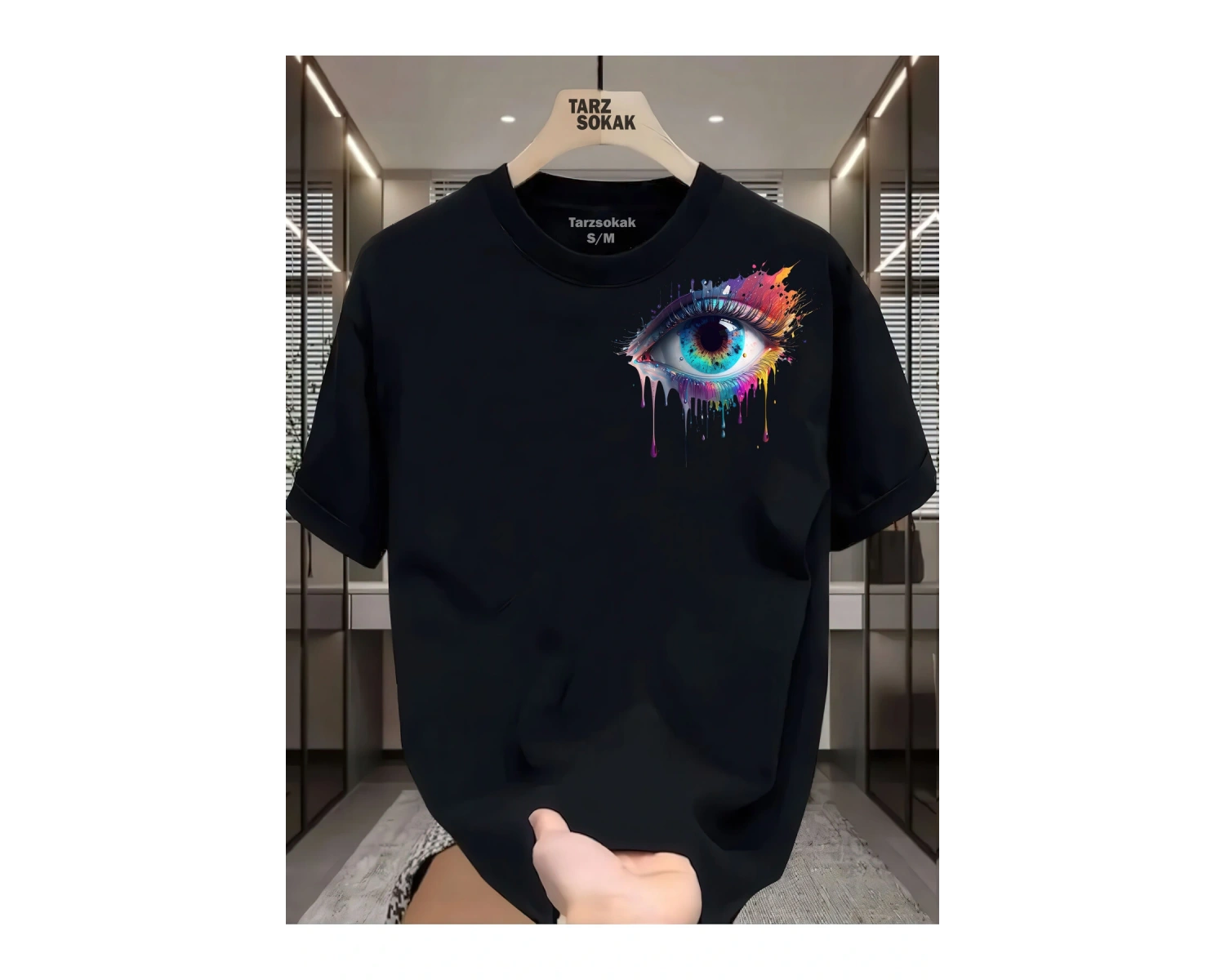 UNİSEX Kod 18 Eyelash Desen T-shirt