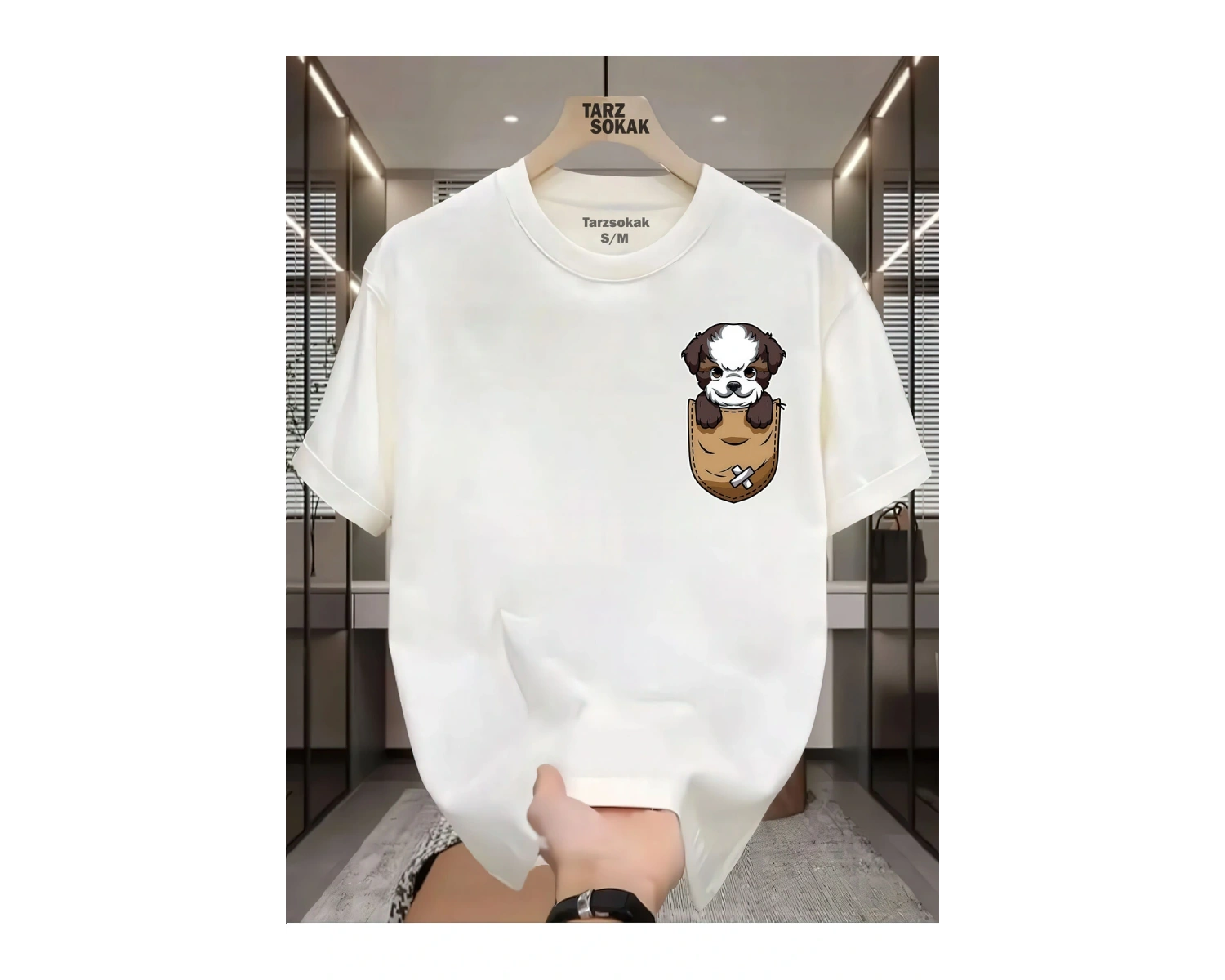 UNİSEX Kod 3 Köpek Minimalis Baskı T-shirt