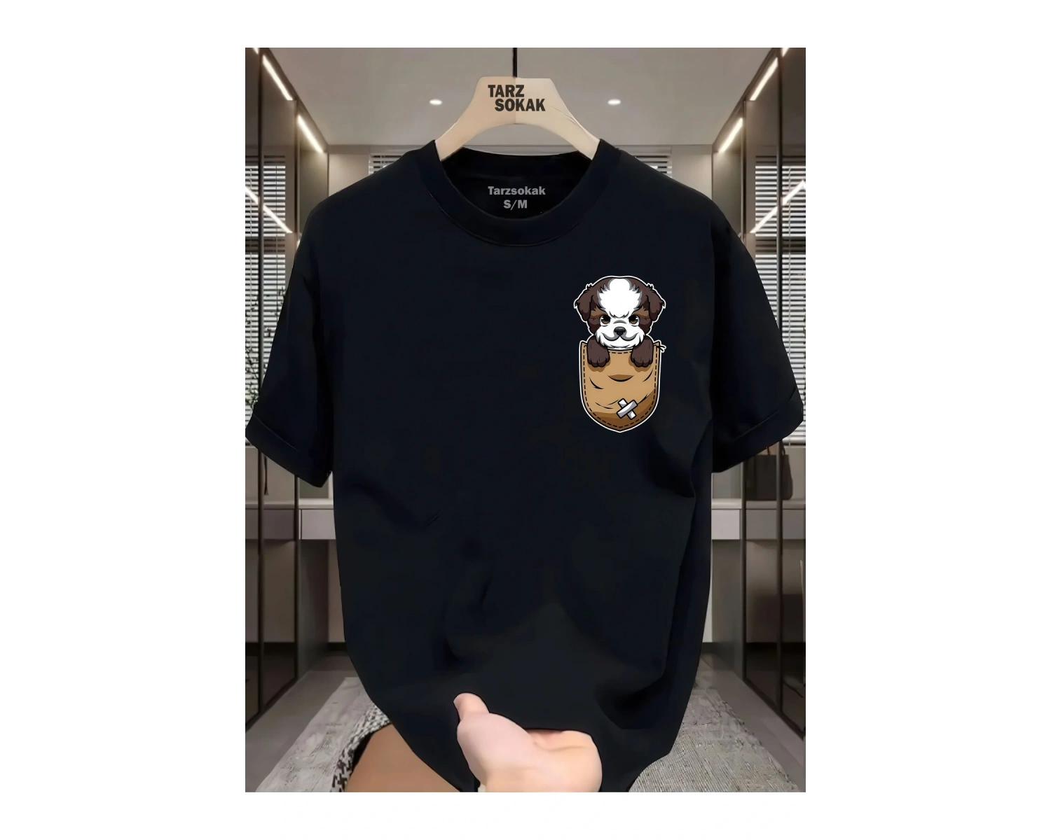 UNİSEX Kod 3 Köpek Minimalis Baskı T-shirt