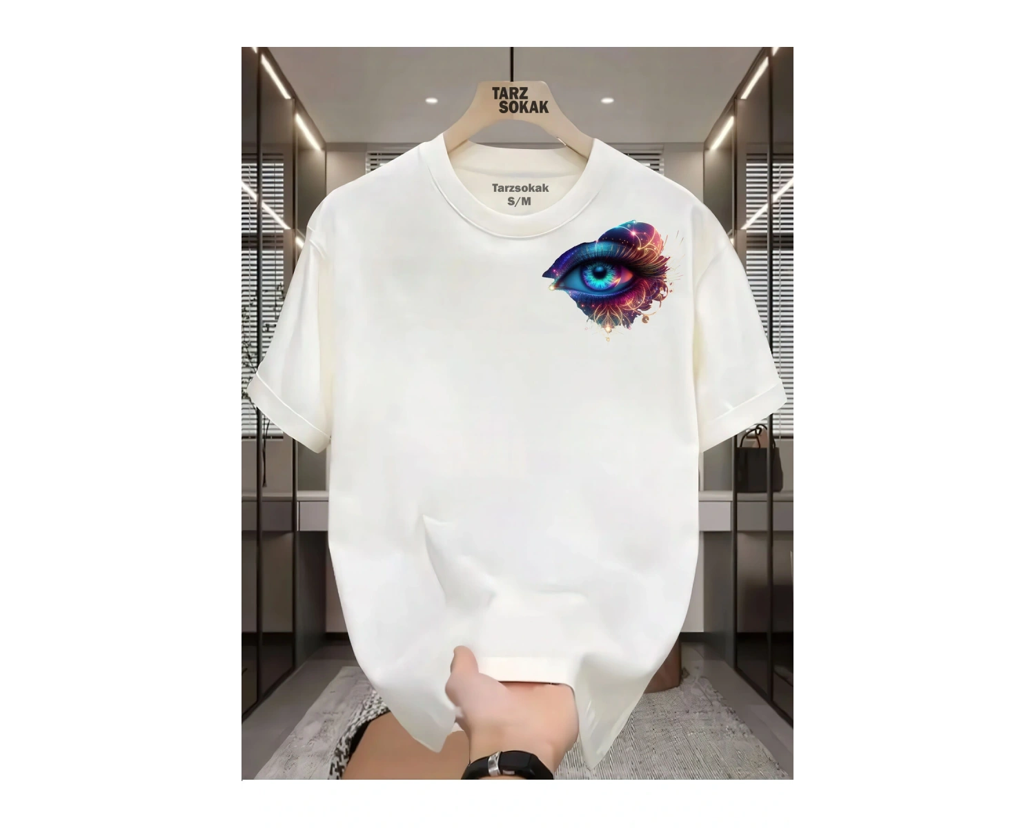 UNİSEX Kod 4 Eyelash Desen T-shirt