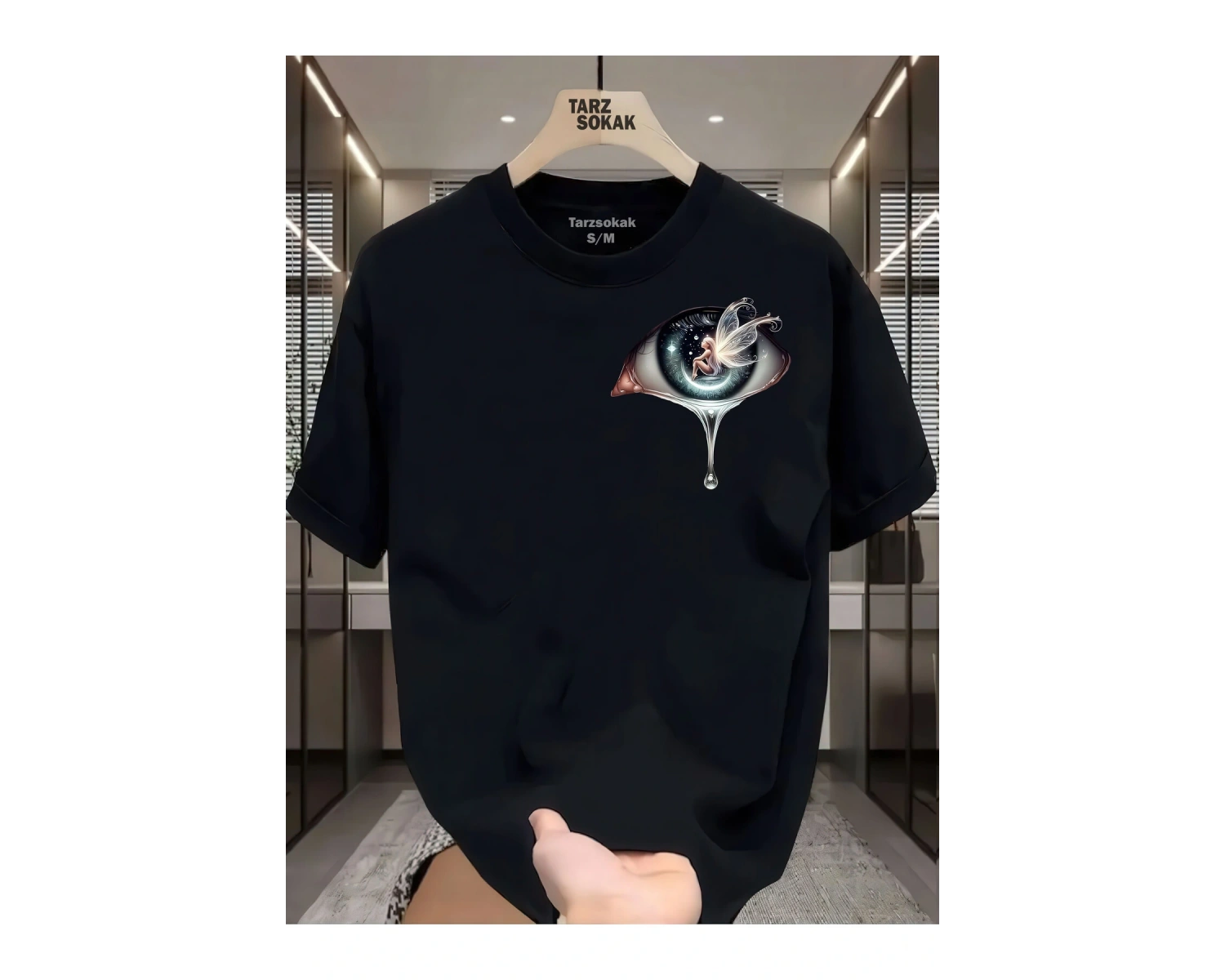 UNİSEX Kod 6 Eyelash Desen T-shirt