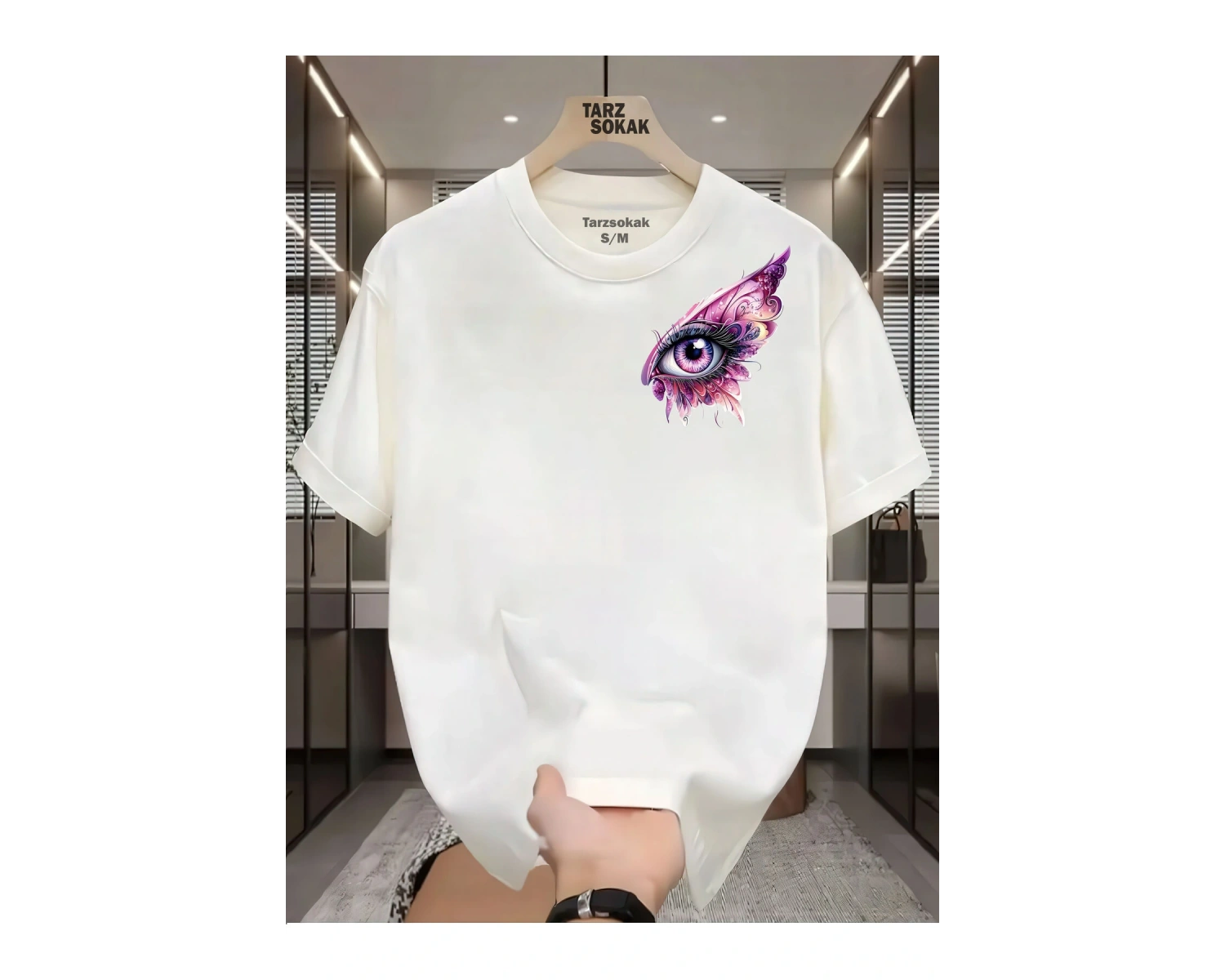 UNİSEX Kod 7 Eyelash Desen T-shirt