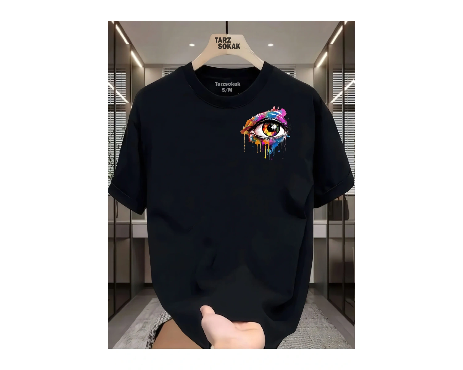 UNİSEX Kod 8 Eyelash Desen T-shirt