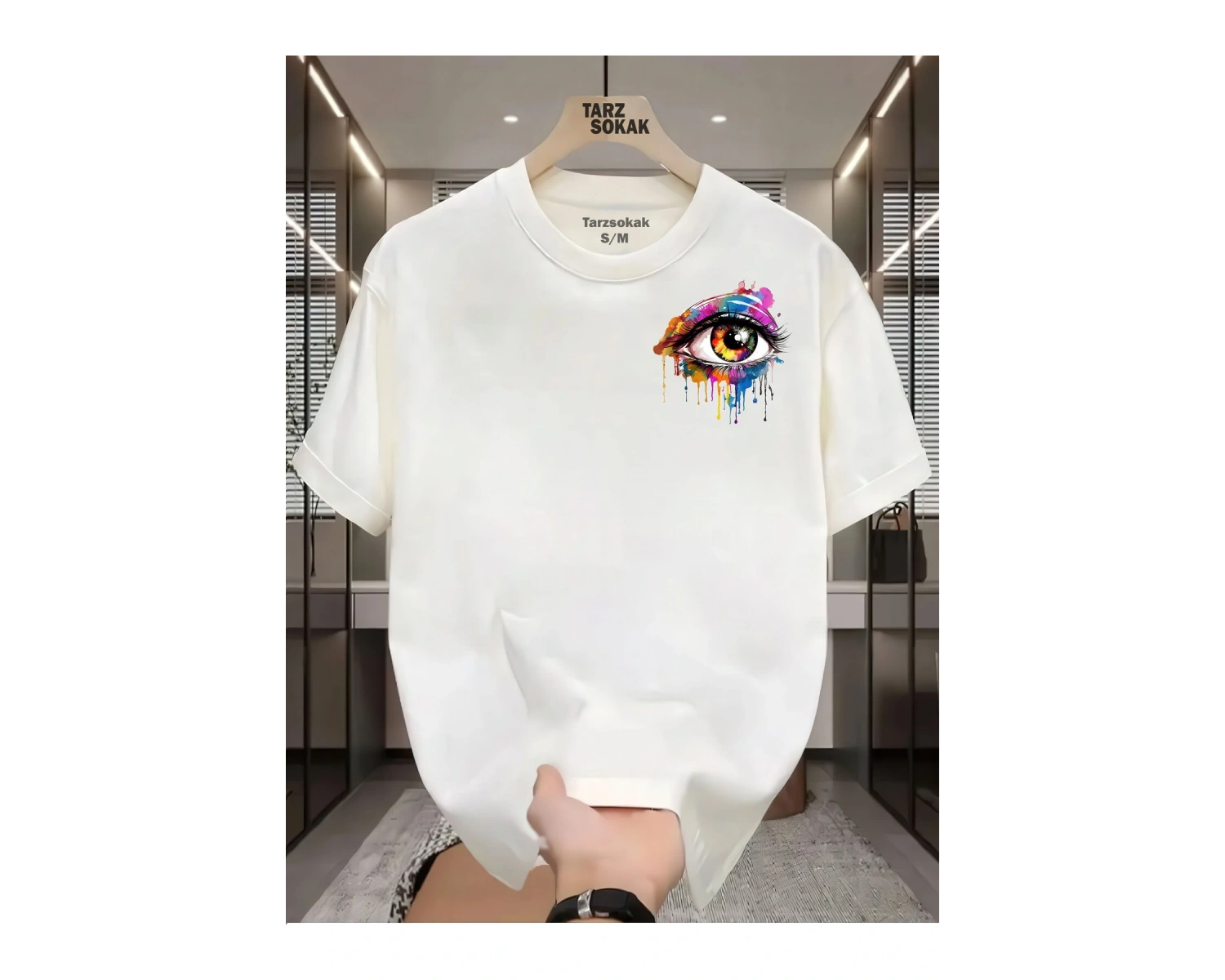 UNİSEX Kod 8 Eyelash Desen T-shirt