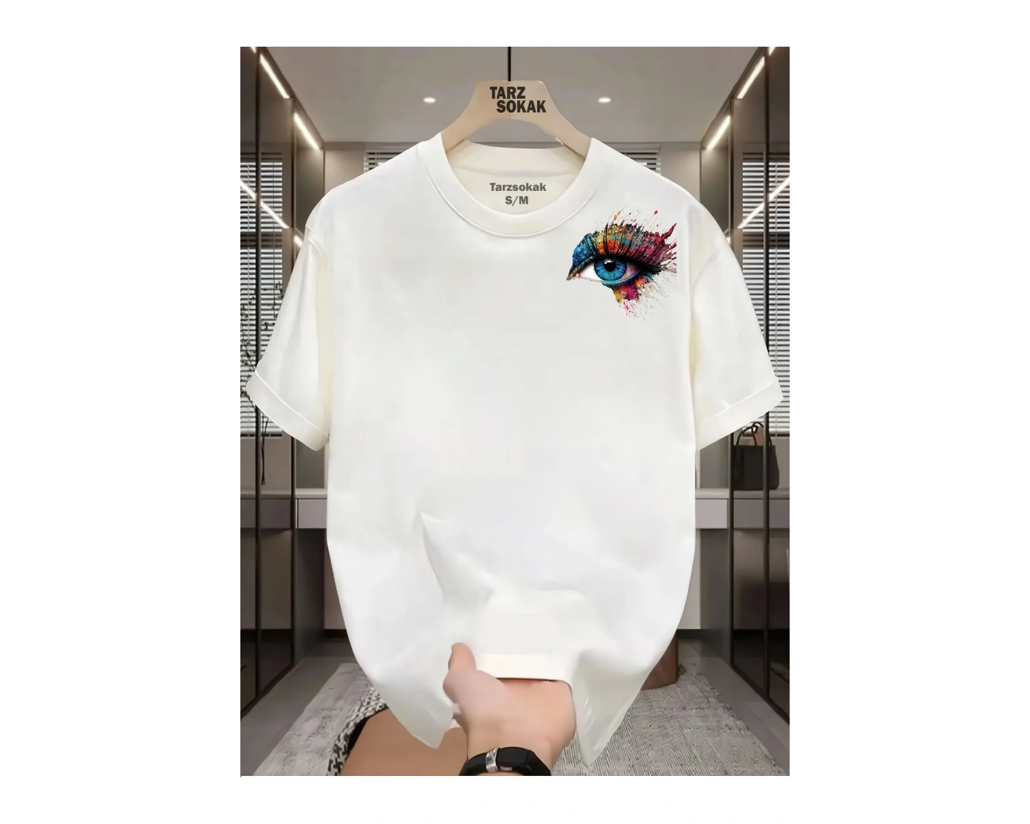 UNİSEX Kod 9 Eyelash Desen T-shirt