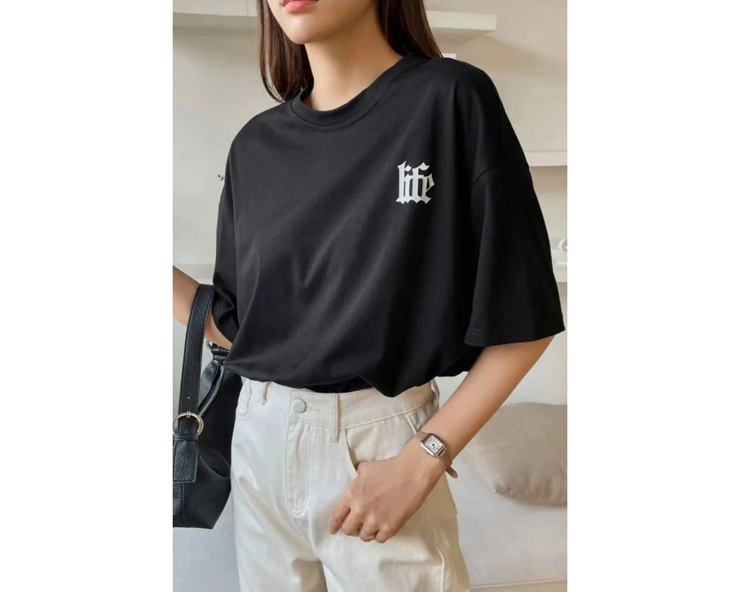 Unisex Life Baskılı T-shirt