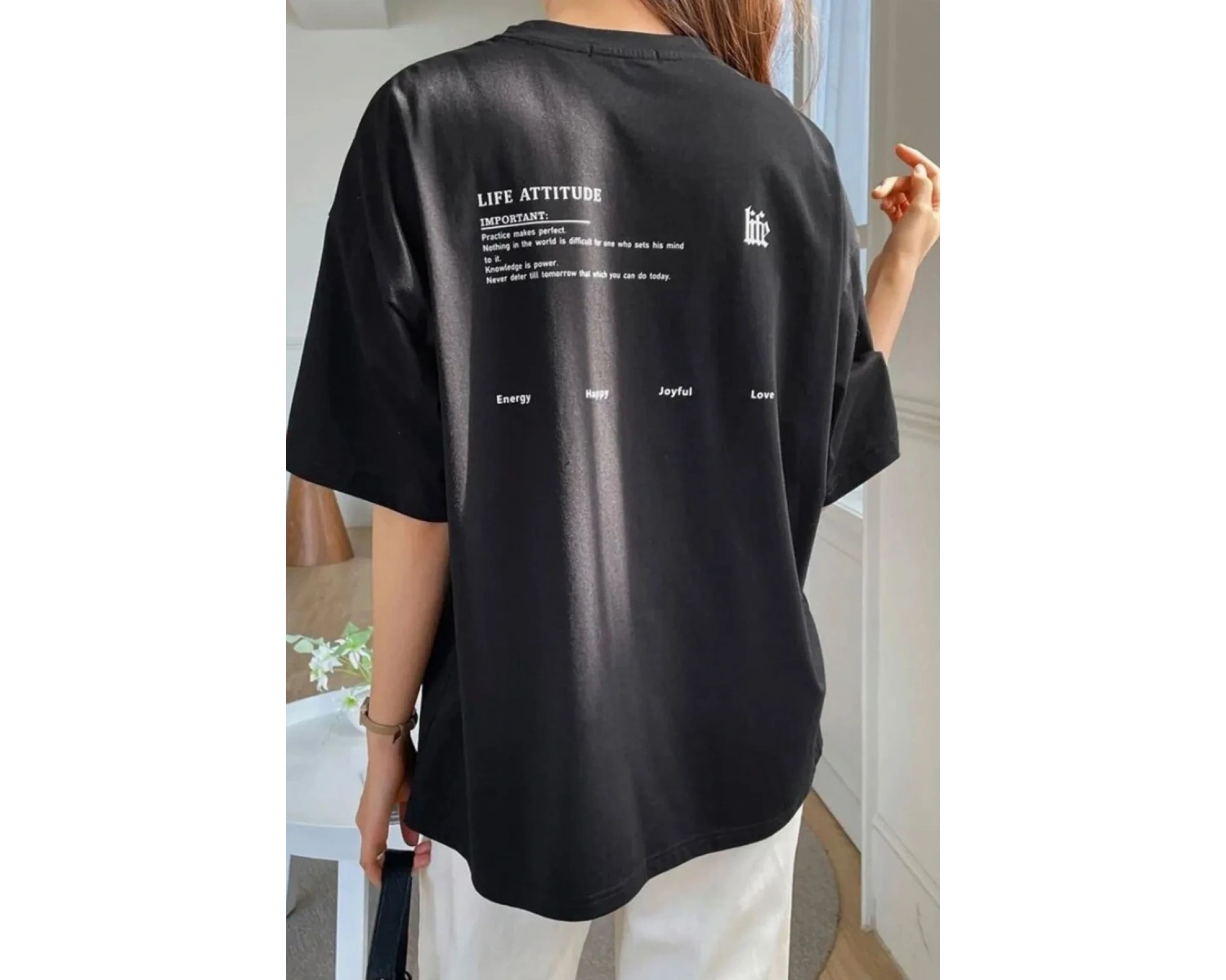Unisex Life Baskılı T-shirt