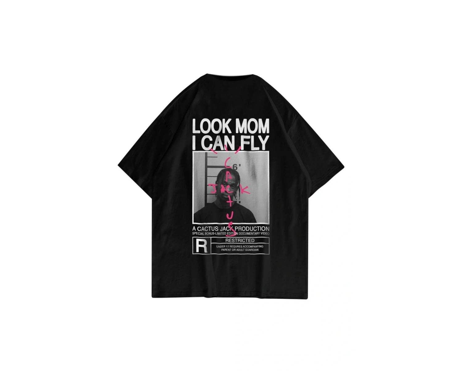 Unisex Look Mom I Can Fly Siyah Tshirt