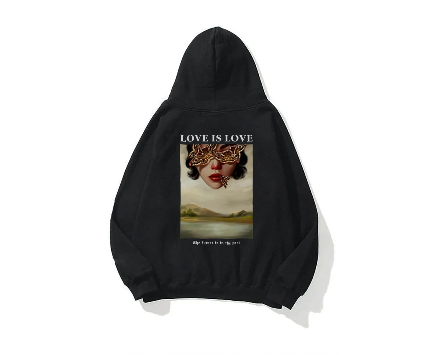 Unisex Love Is Love Sweatshirt Hoodie Siyah