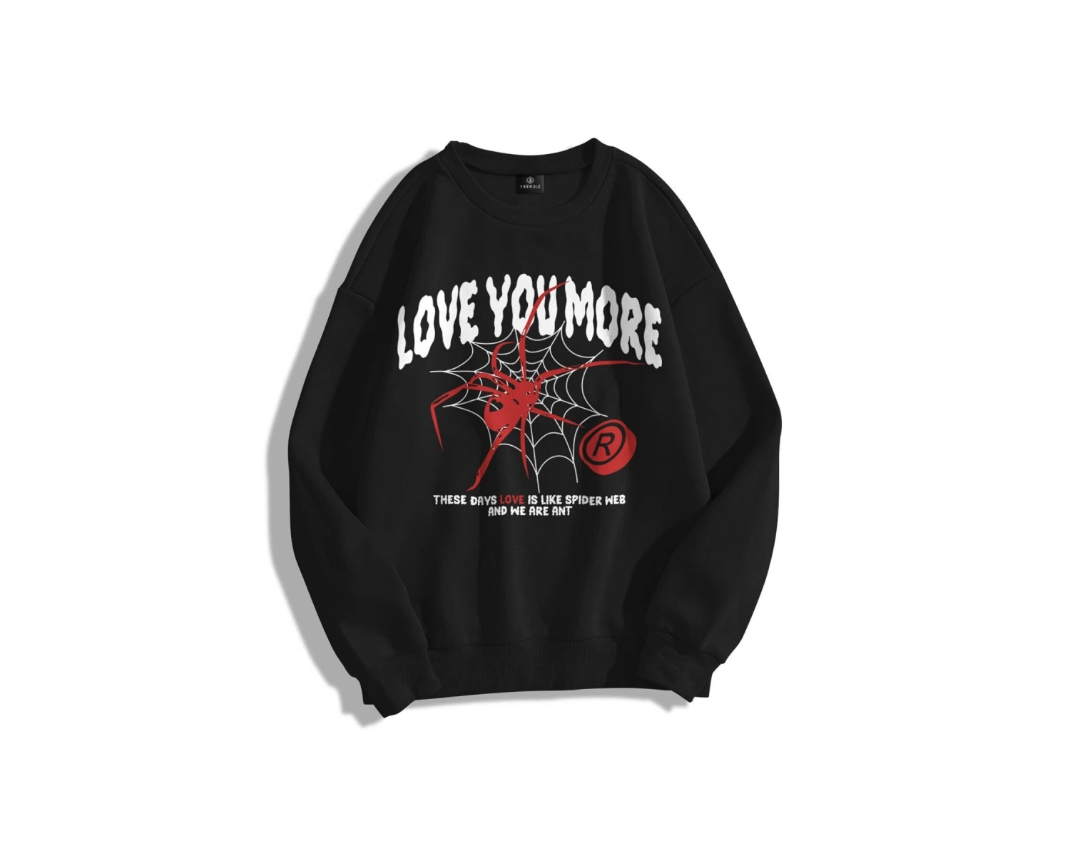 Unisex Love You More Bisiklet Yaka Sweatshirt Hoodie Siyah