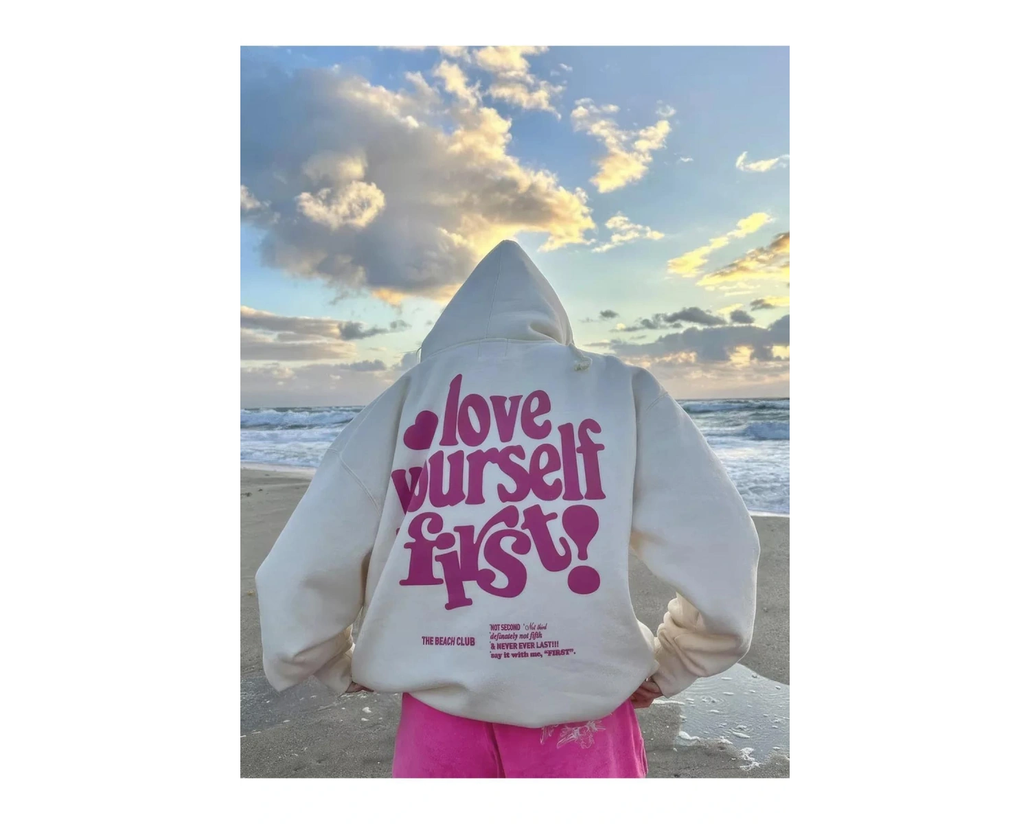 Unisex Love Yourself First! Sweatshirt Beyaz