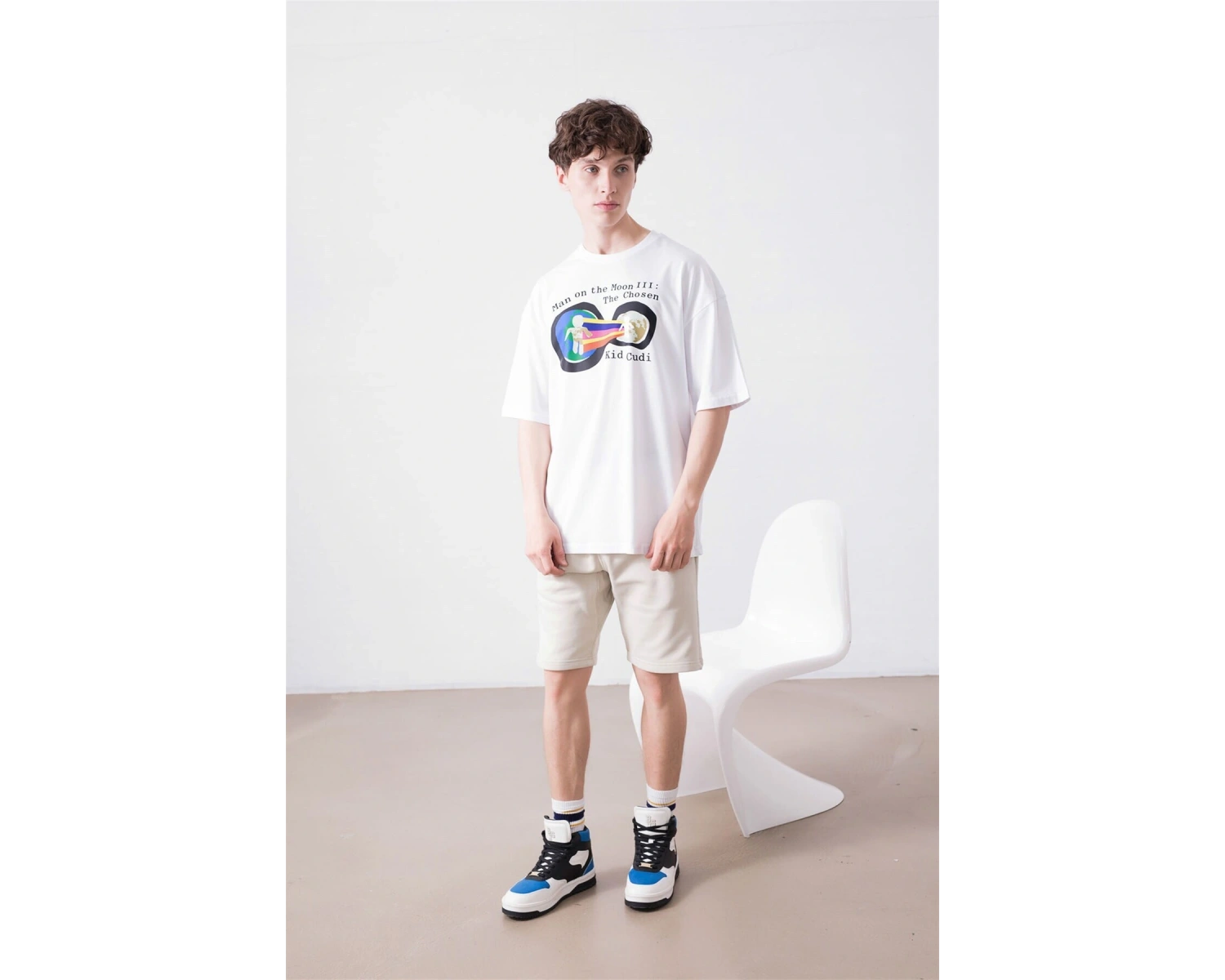 Unisex Man On The Moon 3 Kid Cudi Beyaz Tshirt