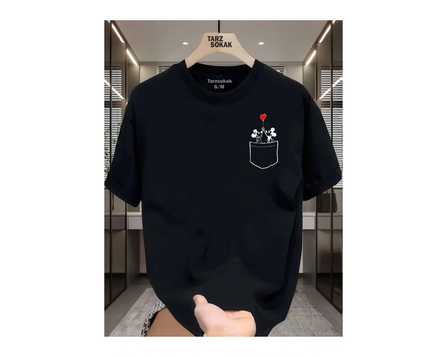 UNİSEX Mickey Minimalis Baskı T-shirt