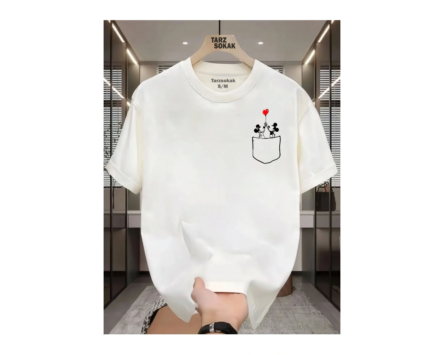 UNİSEX Mickey Minimalis Baskı T-shirt