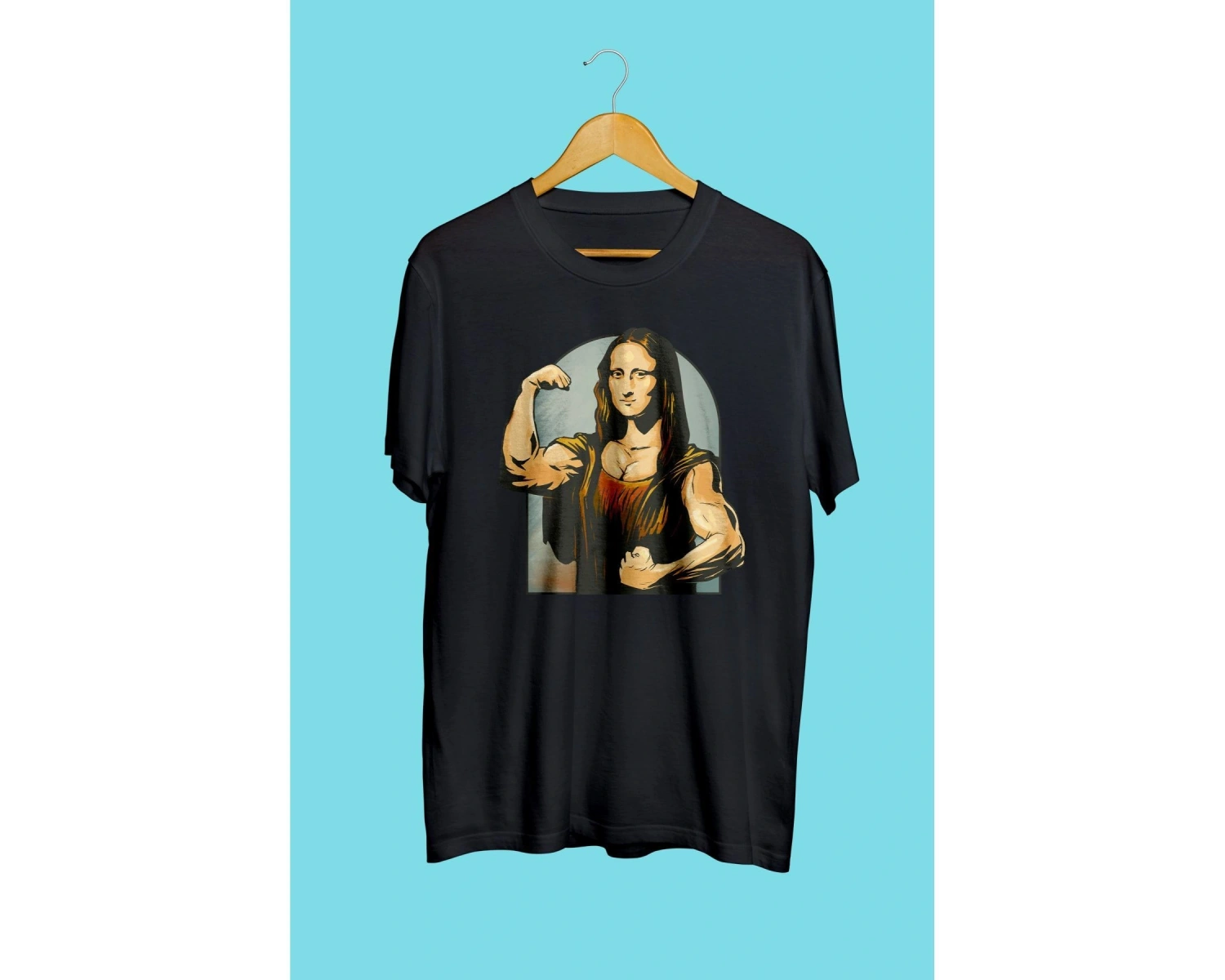 Unisex Mona Lisa Gym Spor Fitness Tasarım Baskılı Tişört
