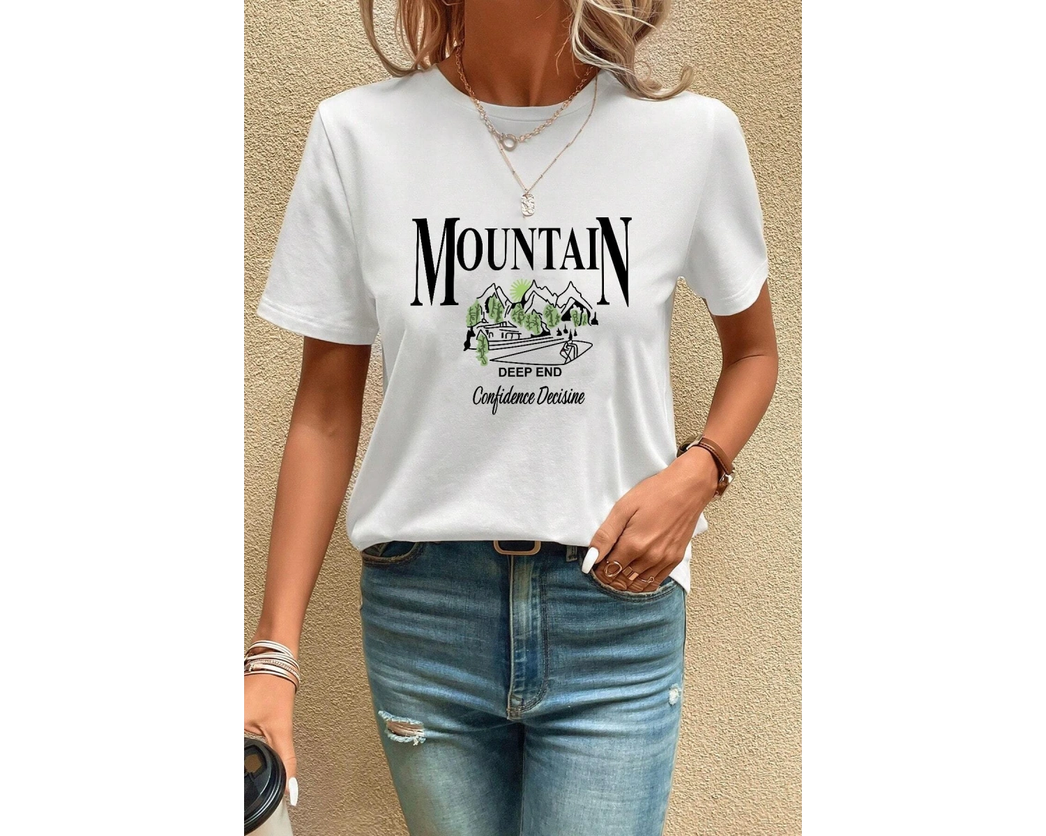 Unisex Montain Baskılı T-shirt