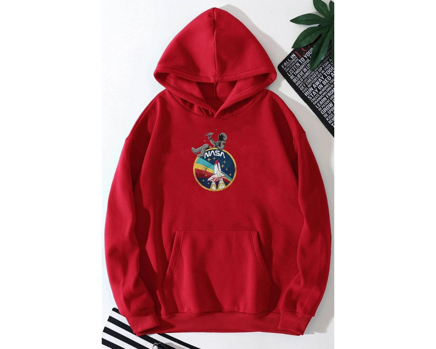 Unisex Nasa Baskılı Sweatshirt KP-BEYAZ-GEMI