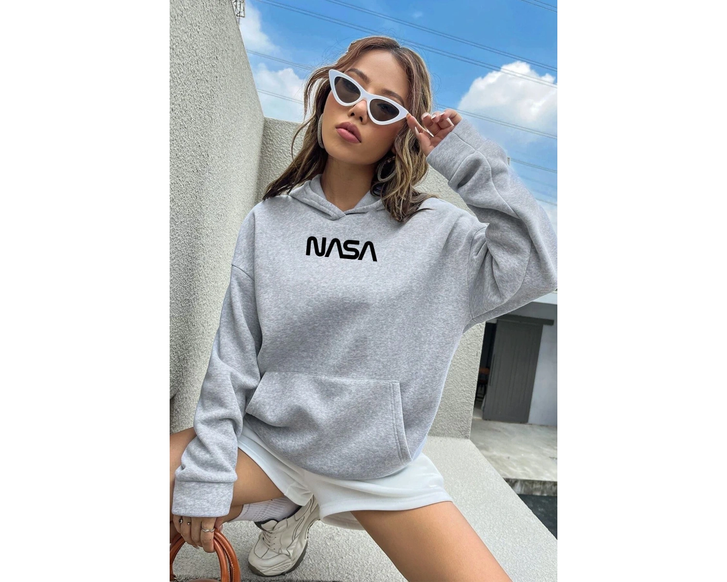 Unisex Nasa Baskılı Sweatshirt KPP-Siyah-NS(Yazı)