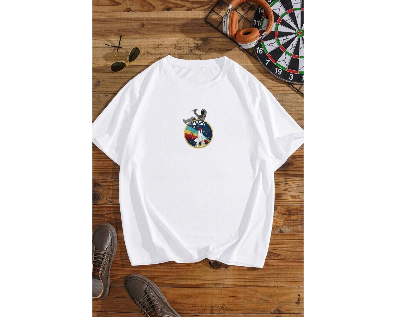 Unisex Nasa Baskılı T-shirt