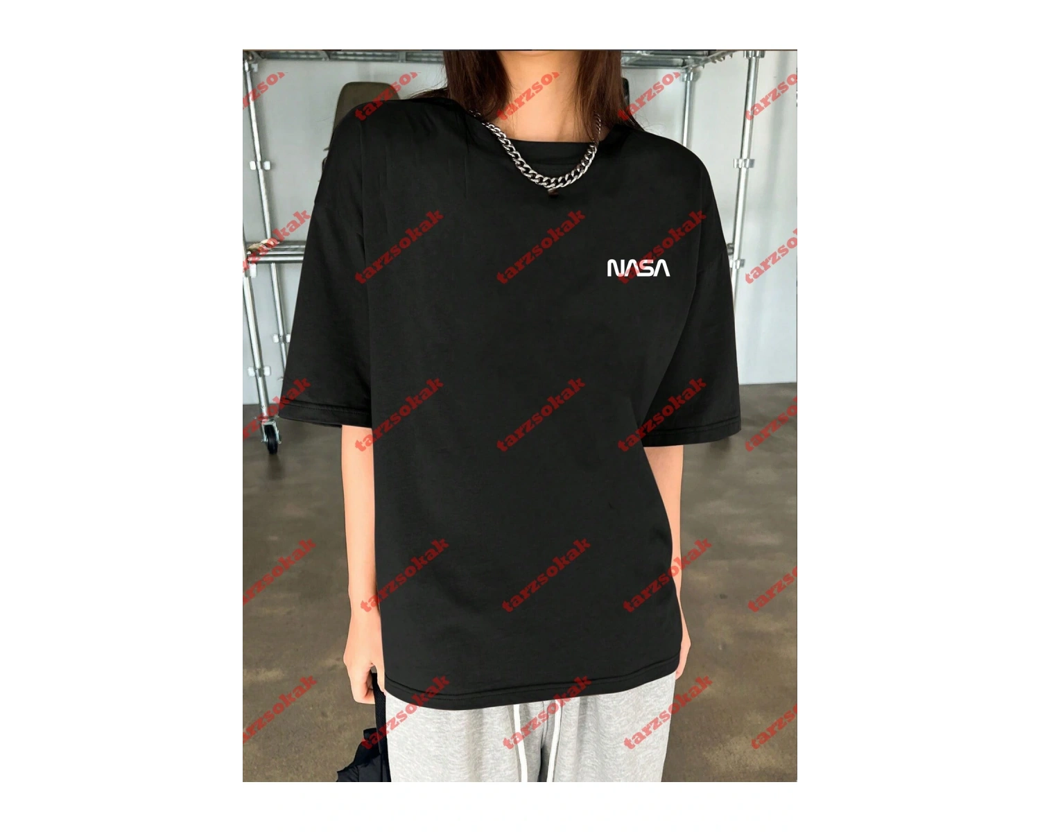 Unisex Nasaa Baskılı Tshirt Beyaz