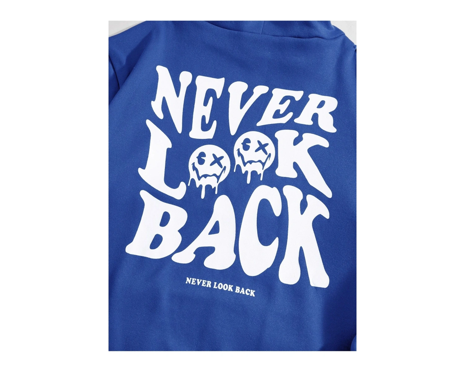 Unisex Never Baskılı Oversize Kapüşonlu Pamuklu Sweatshirt Siyah