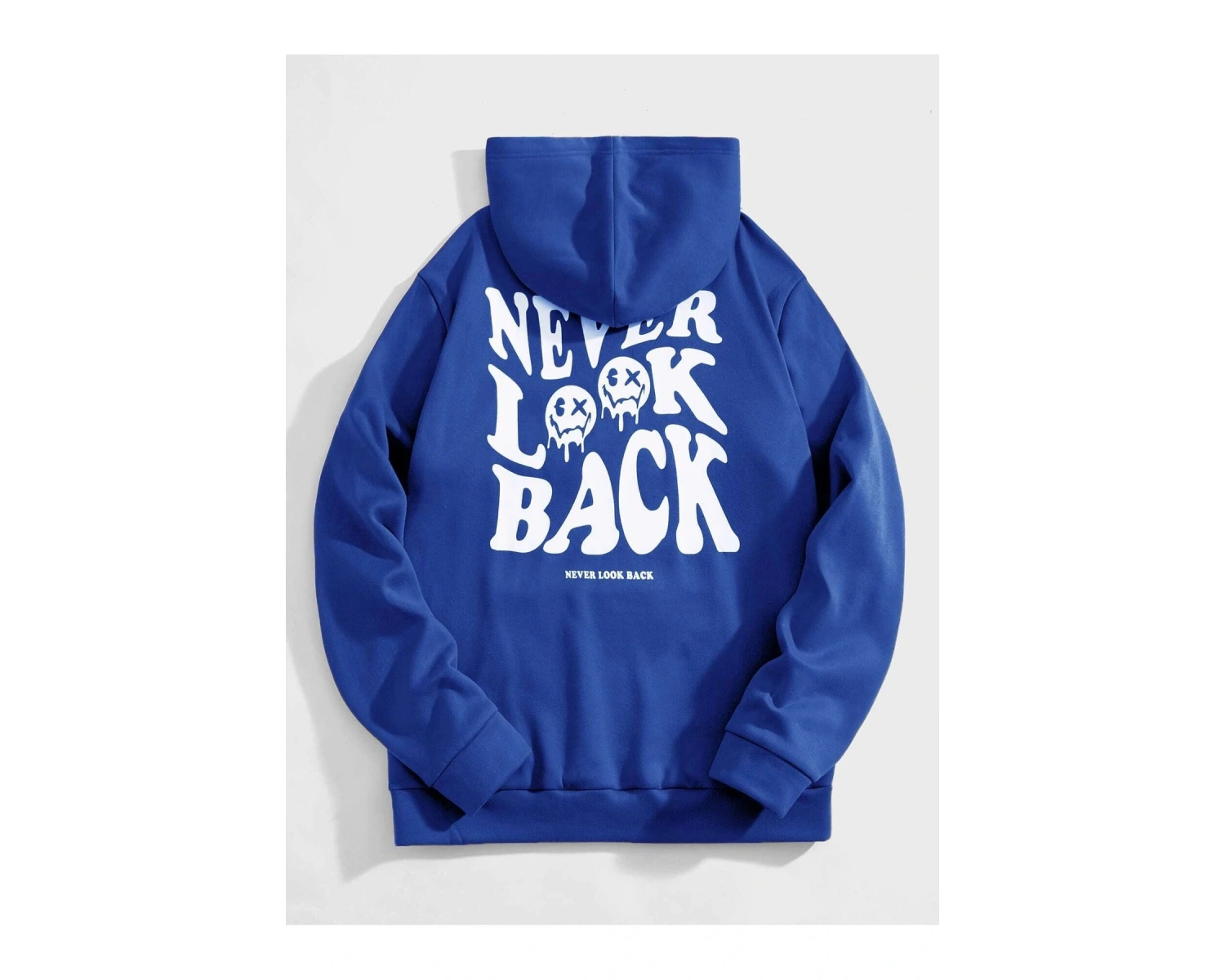 Unisex Never Baskılı Oversize Kapüşonlu Pamuklu Sweatshirt Siyah