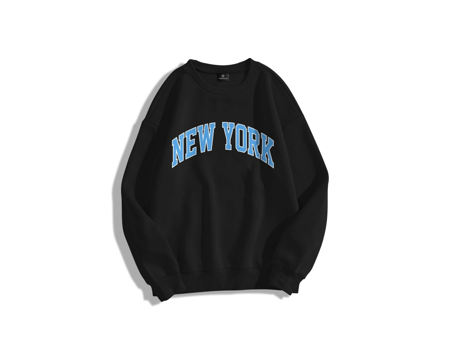 Unisex New York Bisiklet Yaka Sweatshirt Siyah
