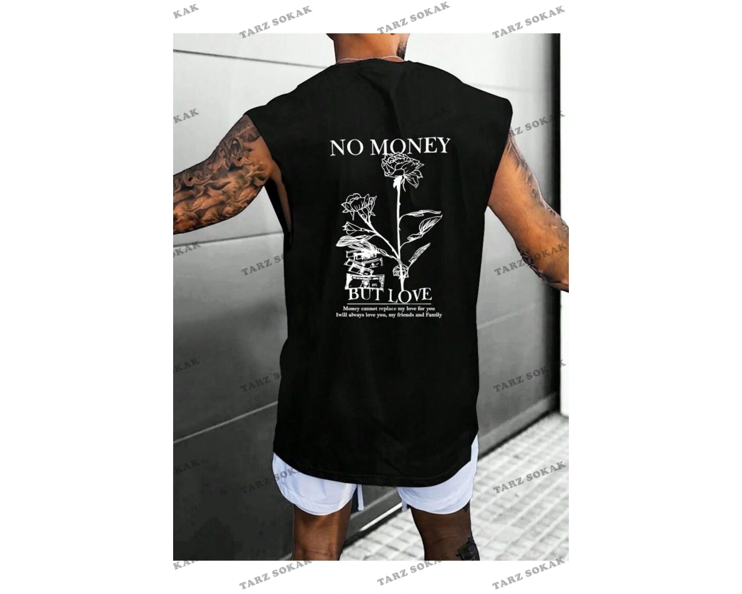 Unisex  NO MONEY BASKILI OVERSİZE KOLSUZ