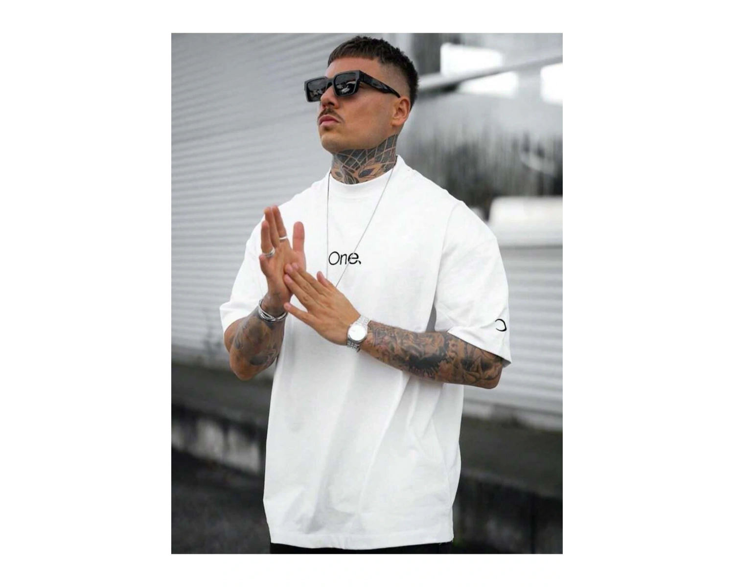 Unisex One Kol Hilal Baskılı Oversize %100 Pamuk