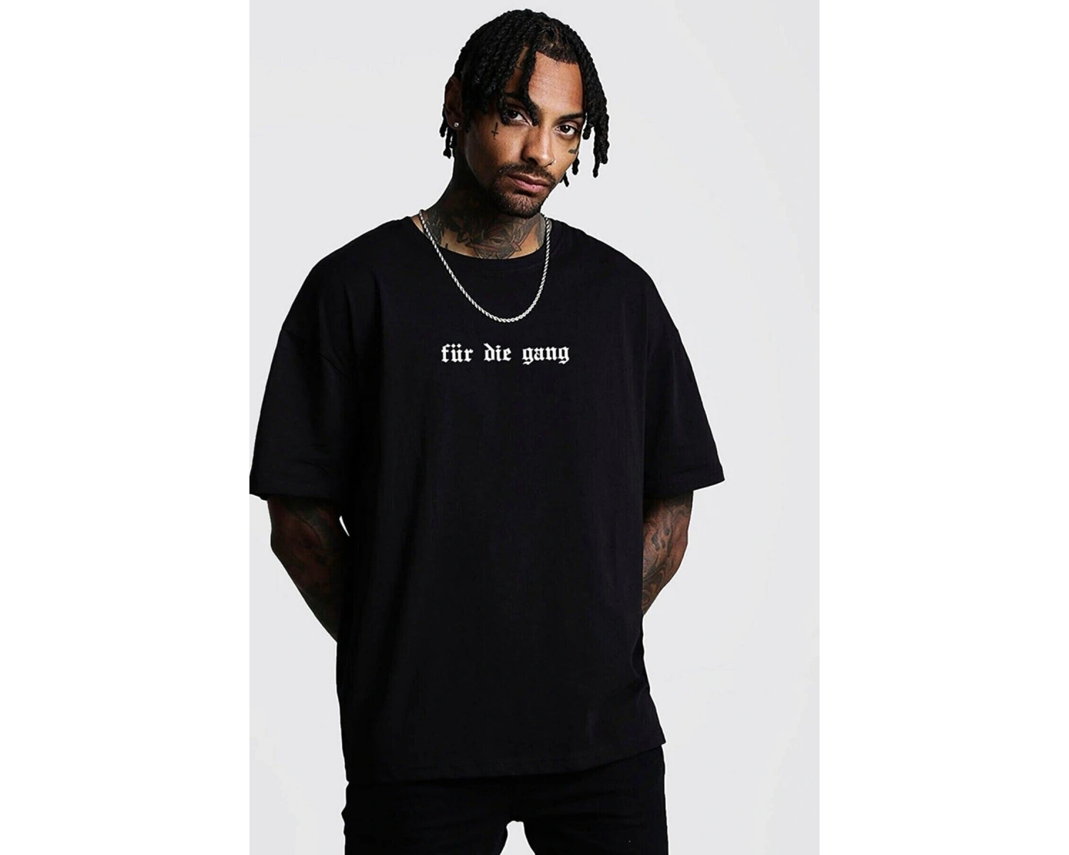 Unisex Örme Für Die Gang Basklı Siyah