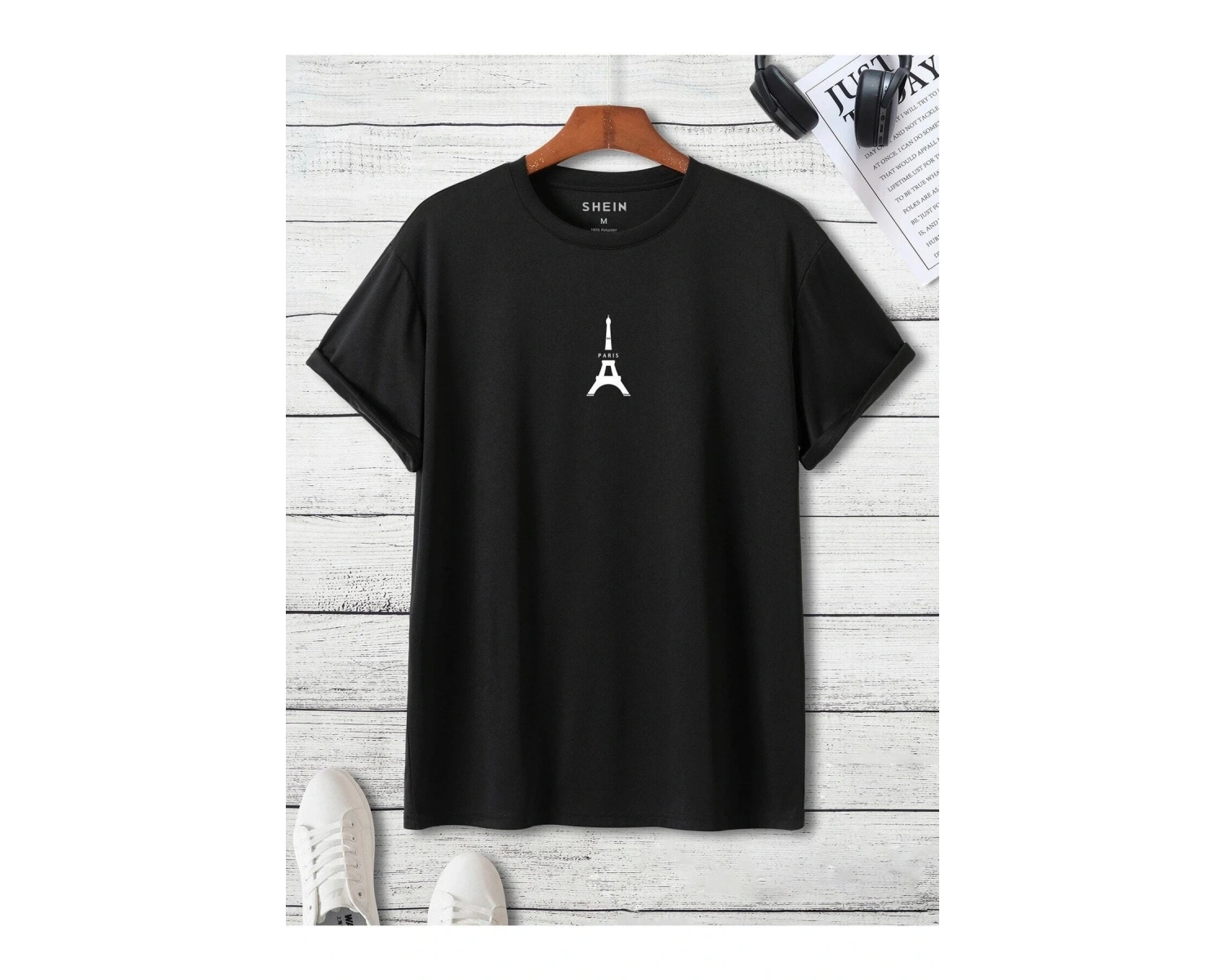 Unisex Oversize Eyfel Kulesi Baskılı T-shirt