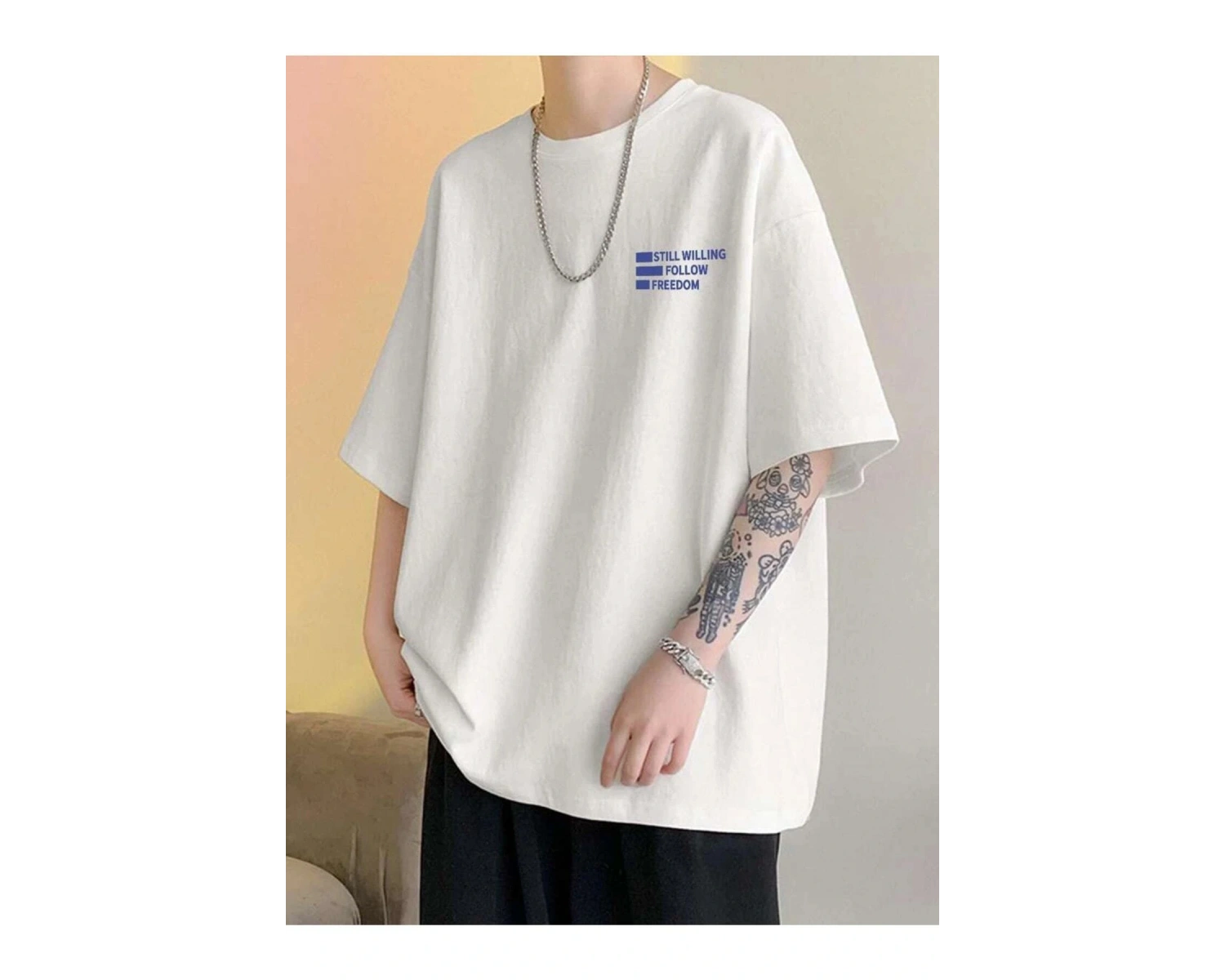 Unisex Oversize Follow Freedom Baskılı T-shirt