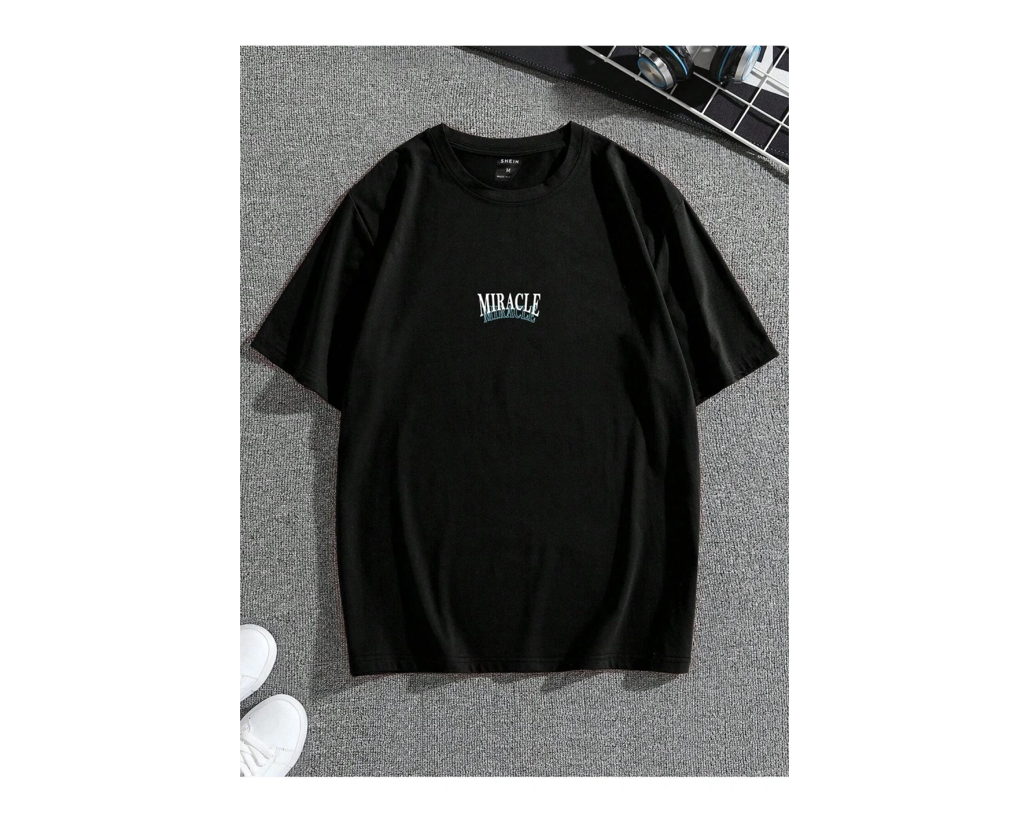 Unisex Oversize Kalıp Kelebek & Harf Grafik Damla Omuz Harajuku Style