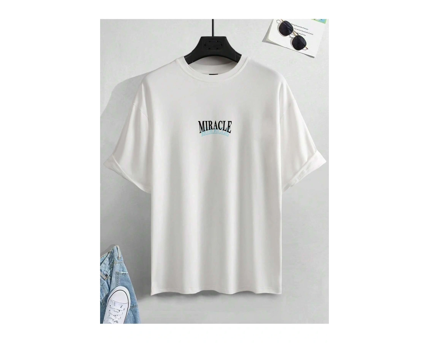 Unisex Oversize Kalıp Kelebek & Harf Grafik Damla Omuz Harajuku Style