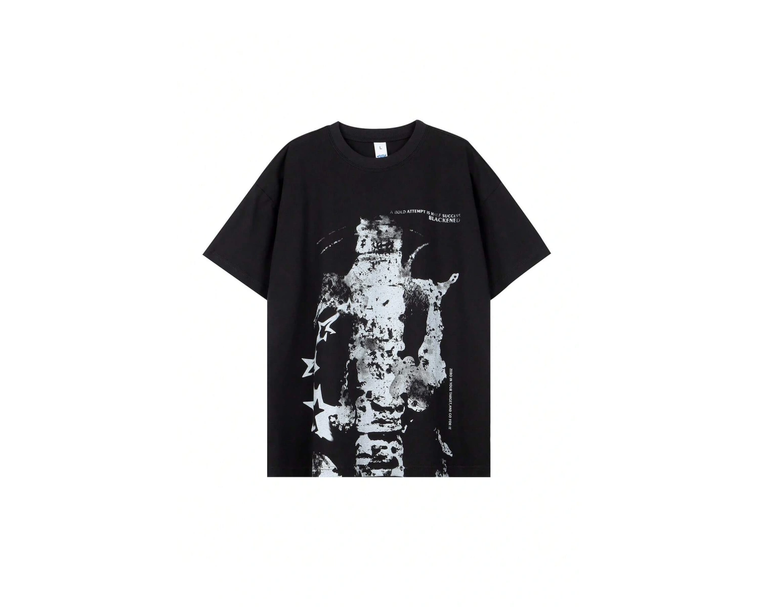 Unisex Oversize Kalıp Yıldız & Slogan Grafikli Harajuku Style