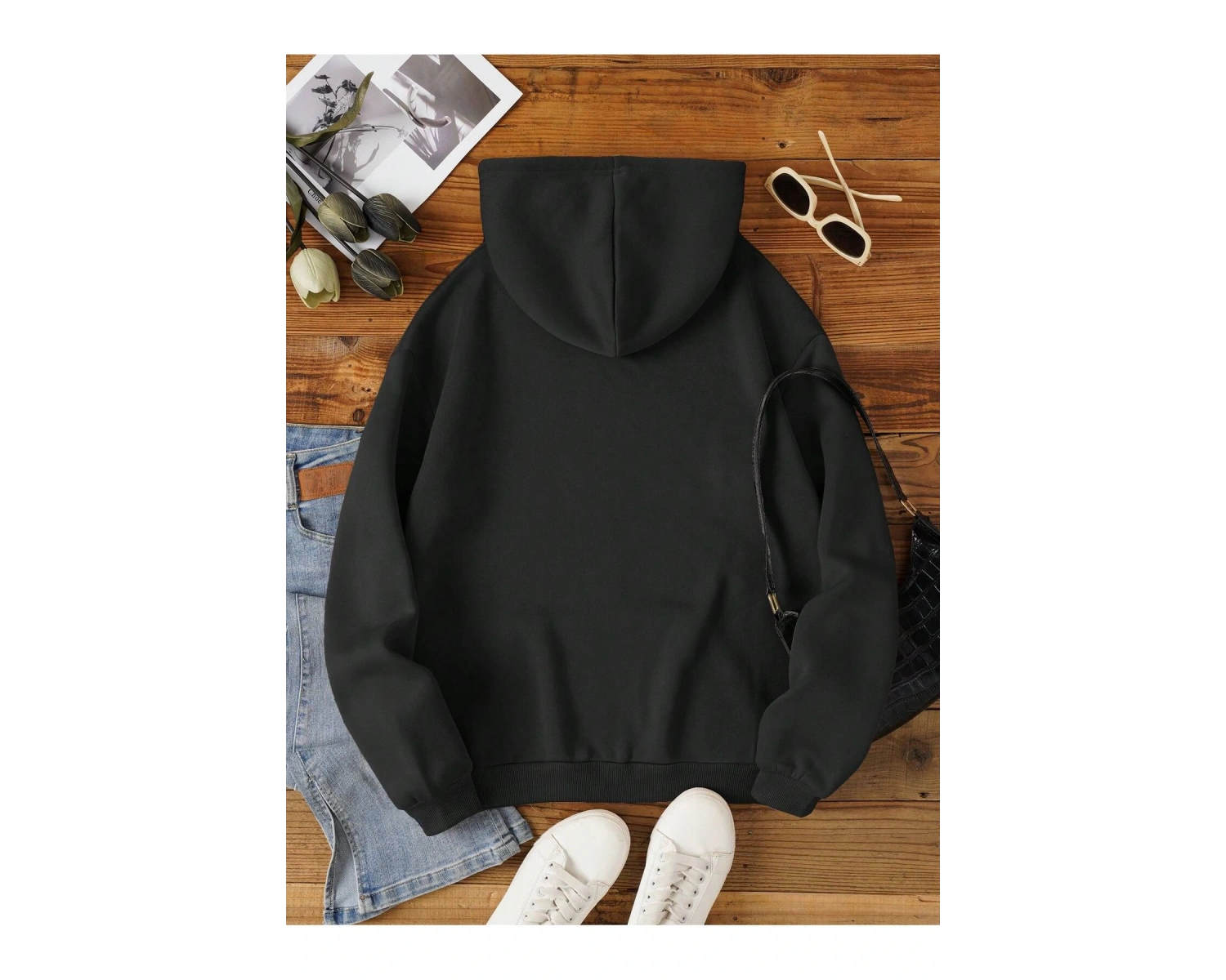 Unisex Oversize Kapüşonlu Kanguru Cepli Celttics Baskılı Siyah