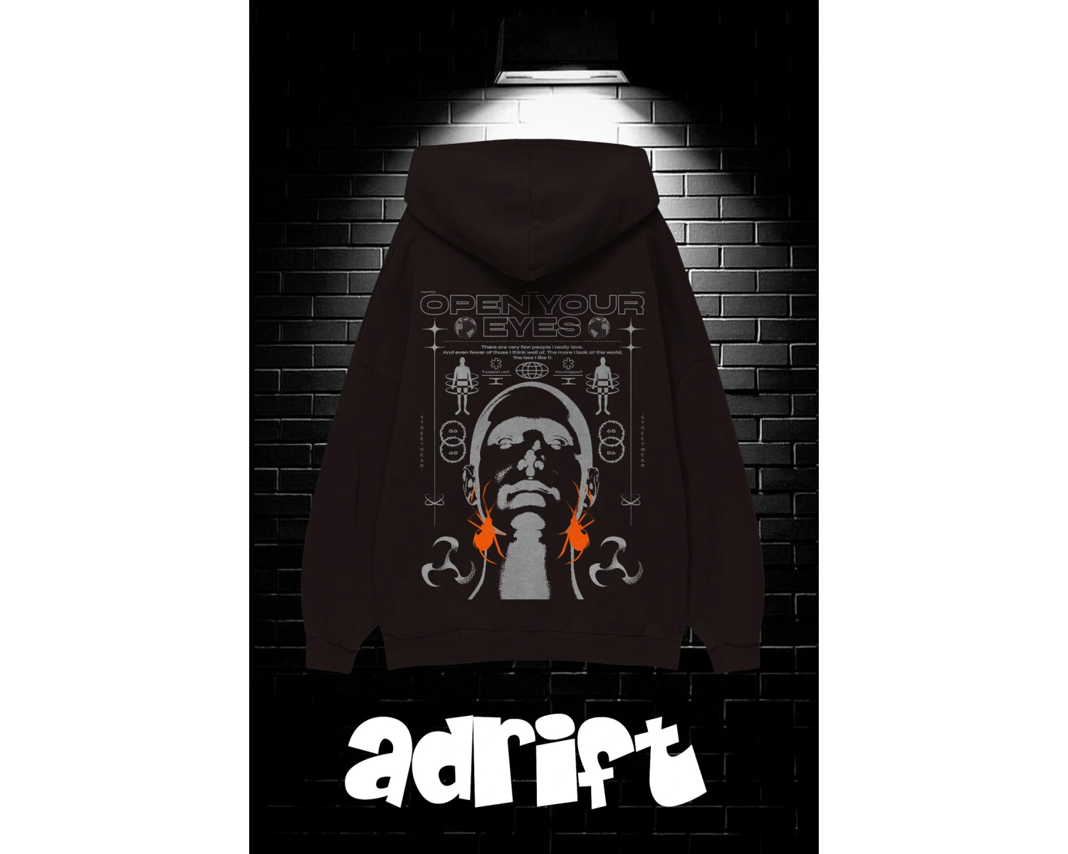 Unisex Oversize Kapüşonlu Kanguru Cepli Open Your Baskılı Sweatshirt Hoodie Beyaz