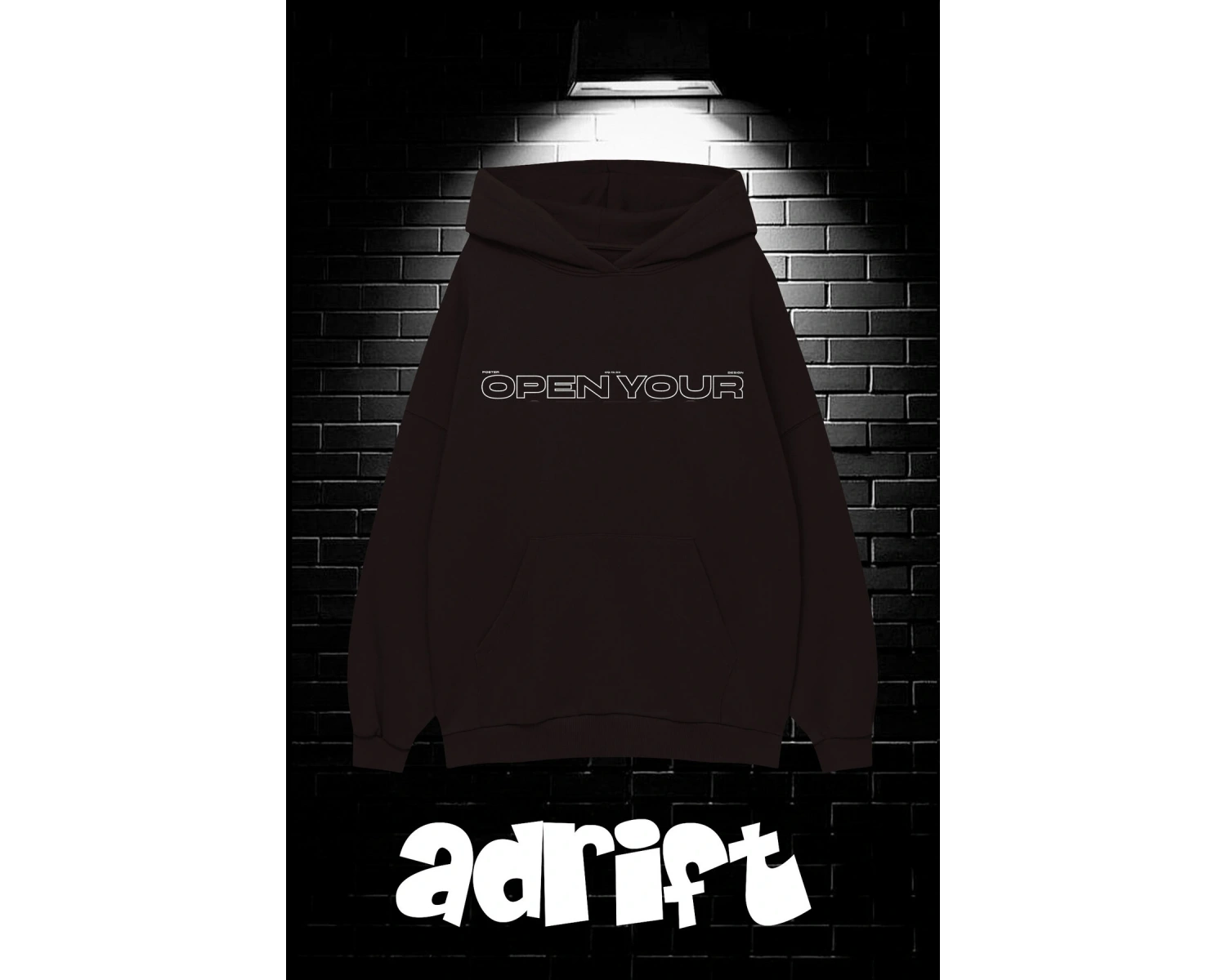 Unisex Oversize Kapüşonlu Kanguru Cepli Open Your Baskılı Sweatshirt Hoodie Beyaz