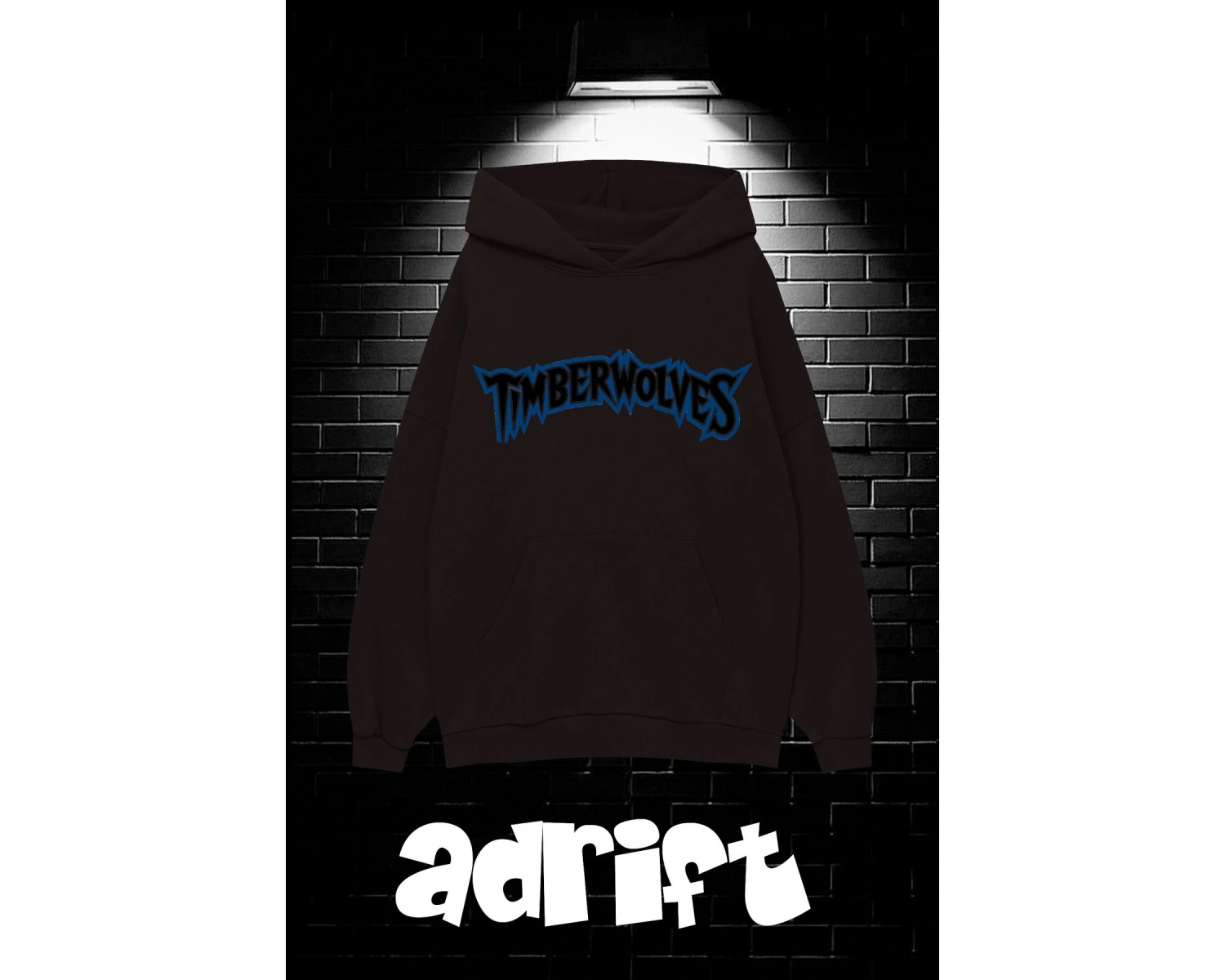 Unisex Oversize Kapüşonlu Kanguru Cepli Timberwolves Baskılı Sweatshirt Hoodie Beyaz