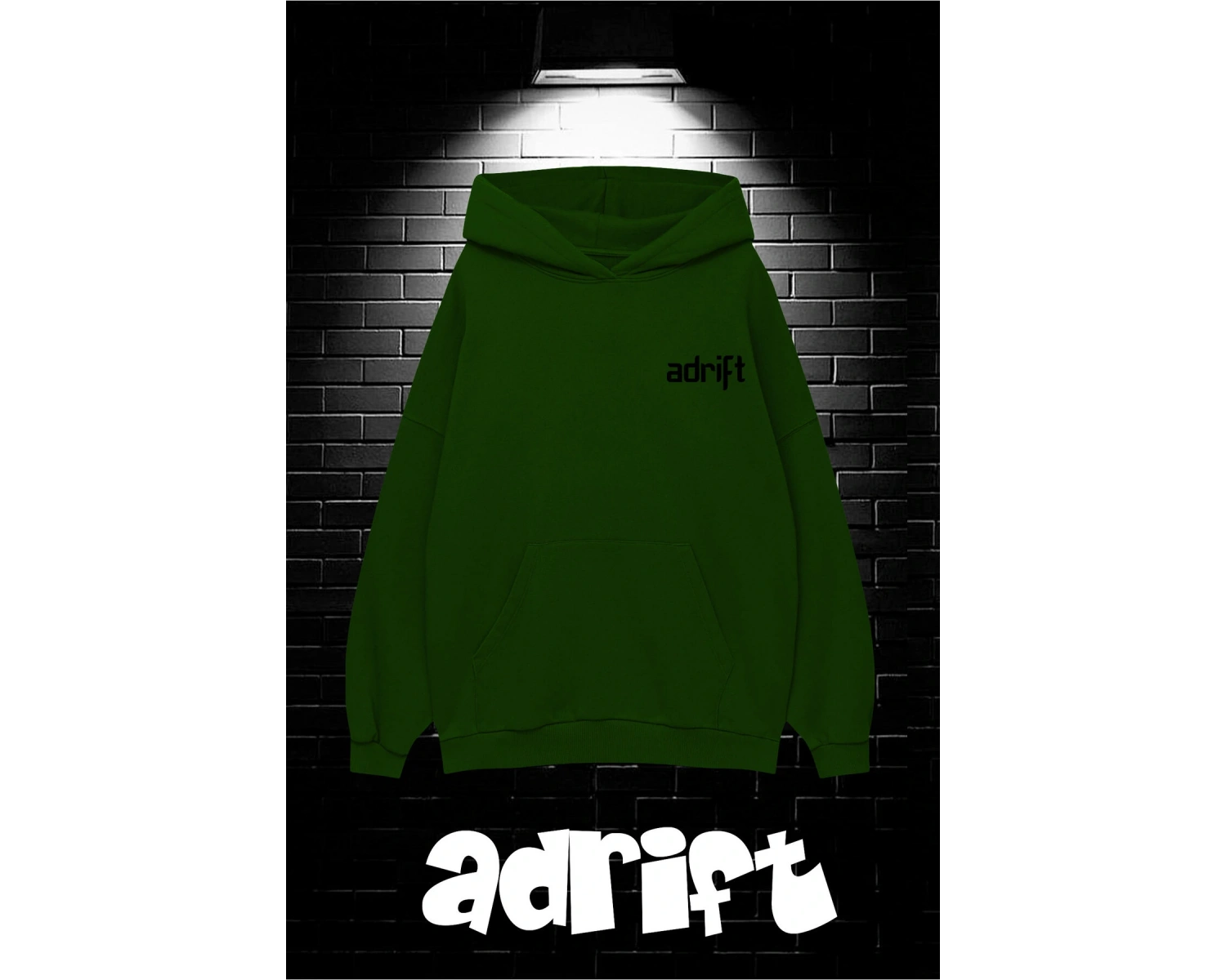 Unisex Oversize Kapüşonlu Kanguru Cepli Wasted Baskılı Sweatshirt Hoodie Beyaz