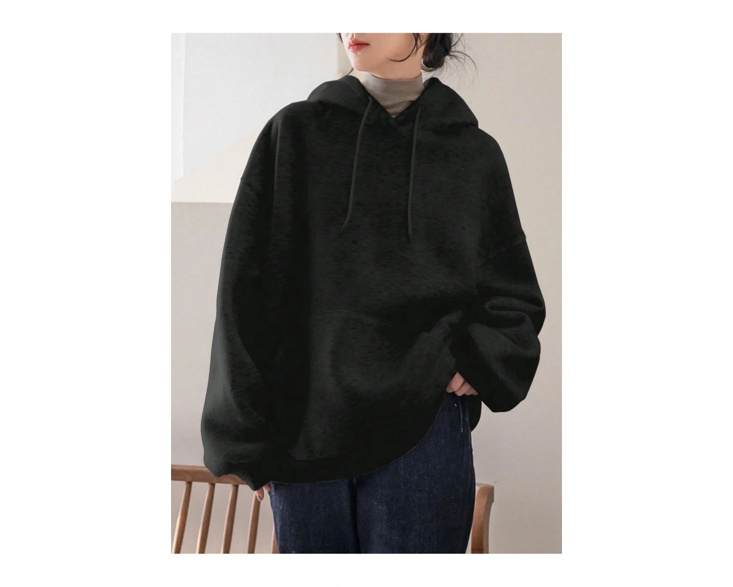 Unisex Oversize Kapüşonlu Sweatshirt Siyah
