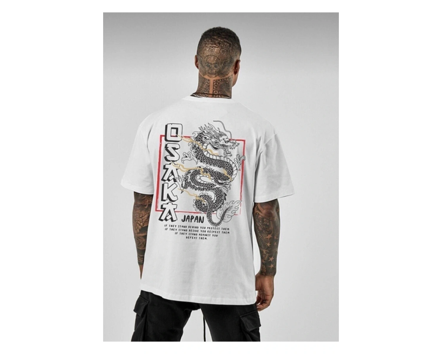 Unisex Oversize Osaka Baskılı Siyah Tshirt