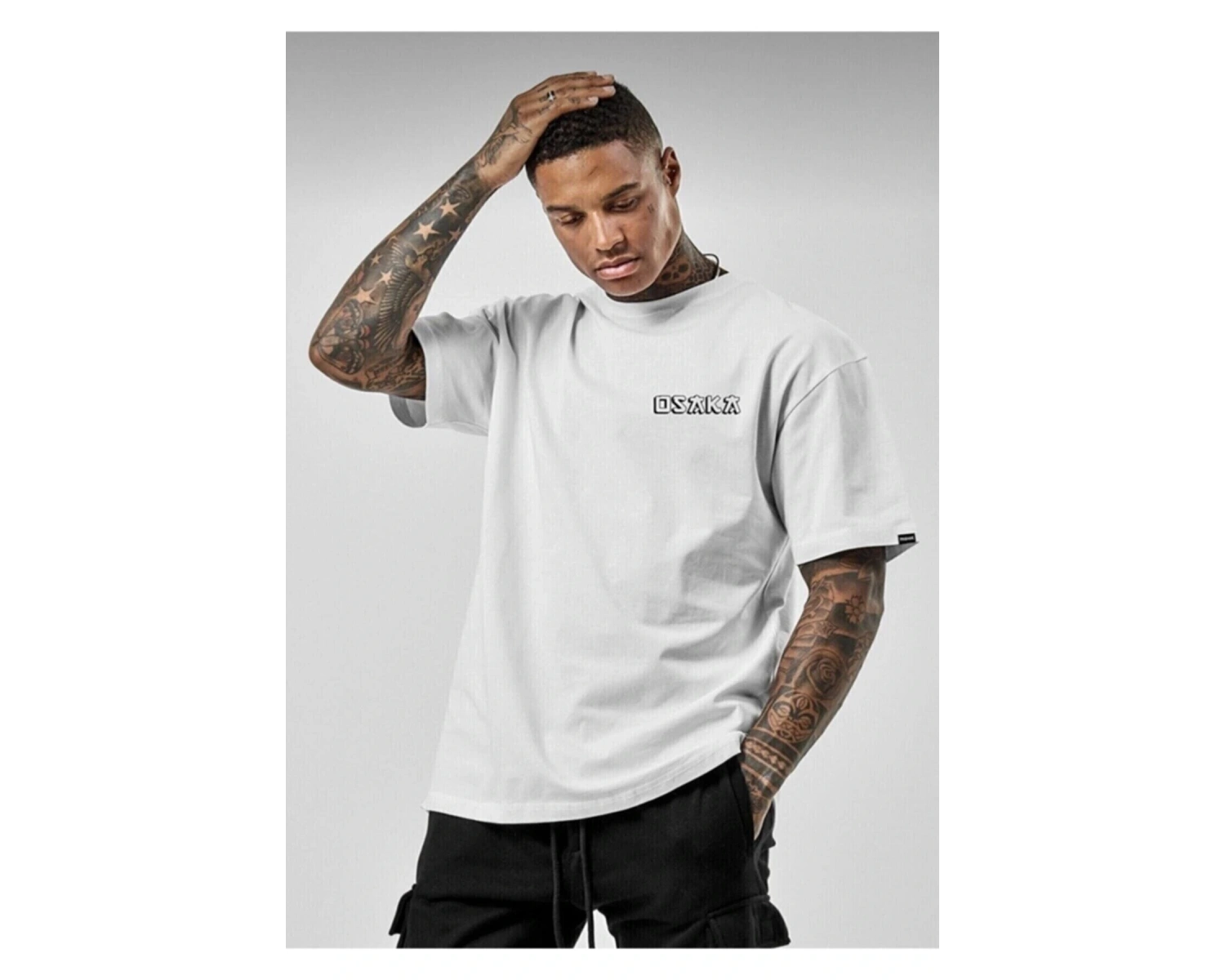 Unisex Oversize Osaka Baskılı Siyah Tshirt