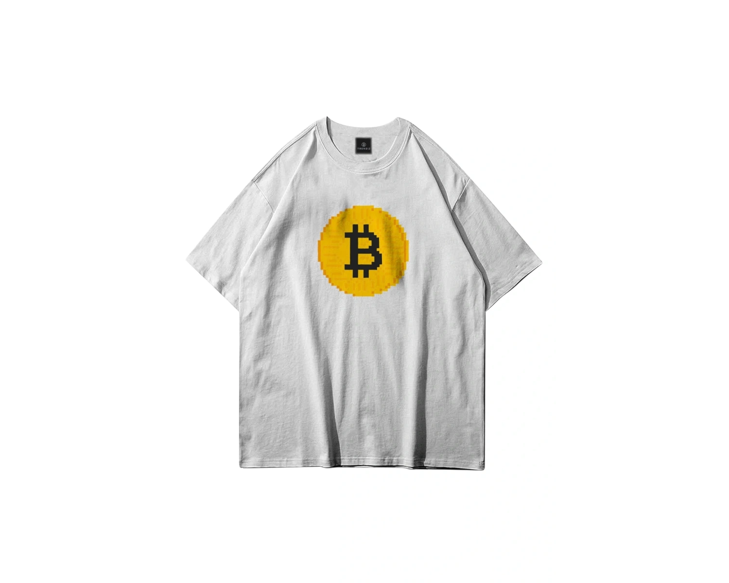 Unisex Pixel Bitcoin Beyaz Tshirt