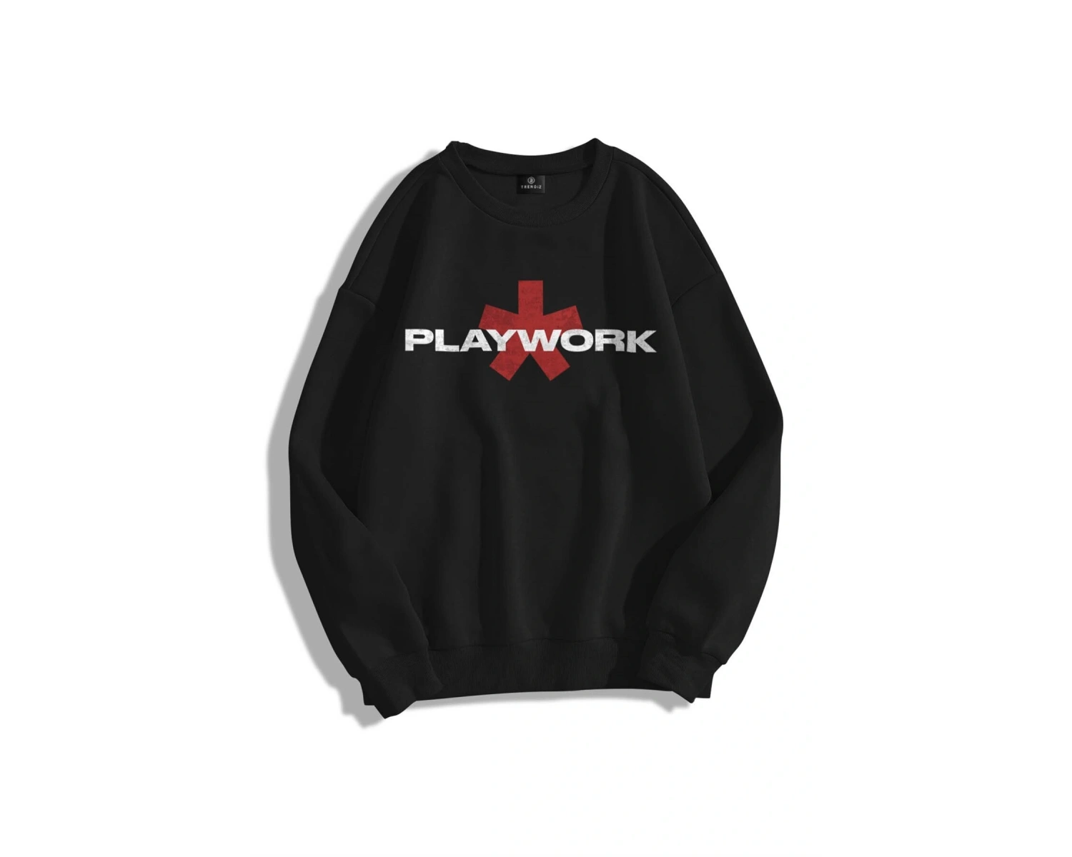 Unisex Playwork Bisiklet Yaka Sweatshirt Siyah